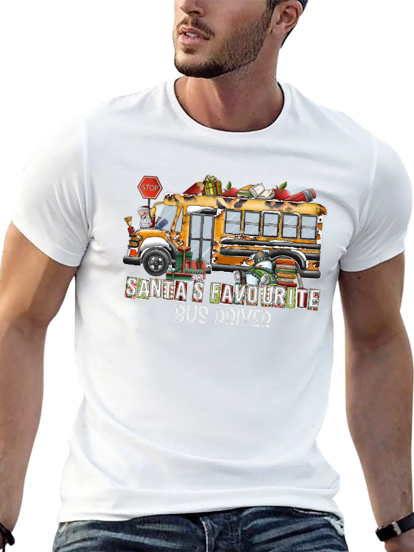Santas Favorite Bus Driver T-Shirt Christmas