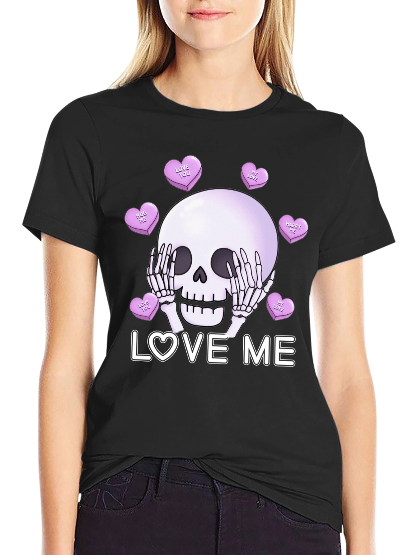 Love Me Skull Tee - Valentines Day Skeleton Shirt