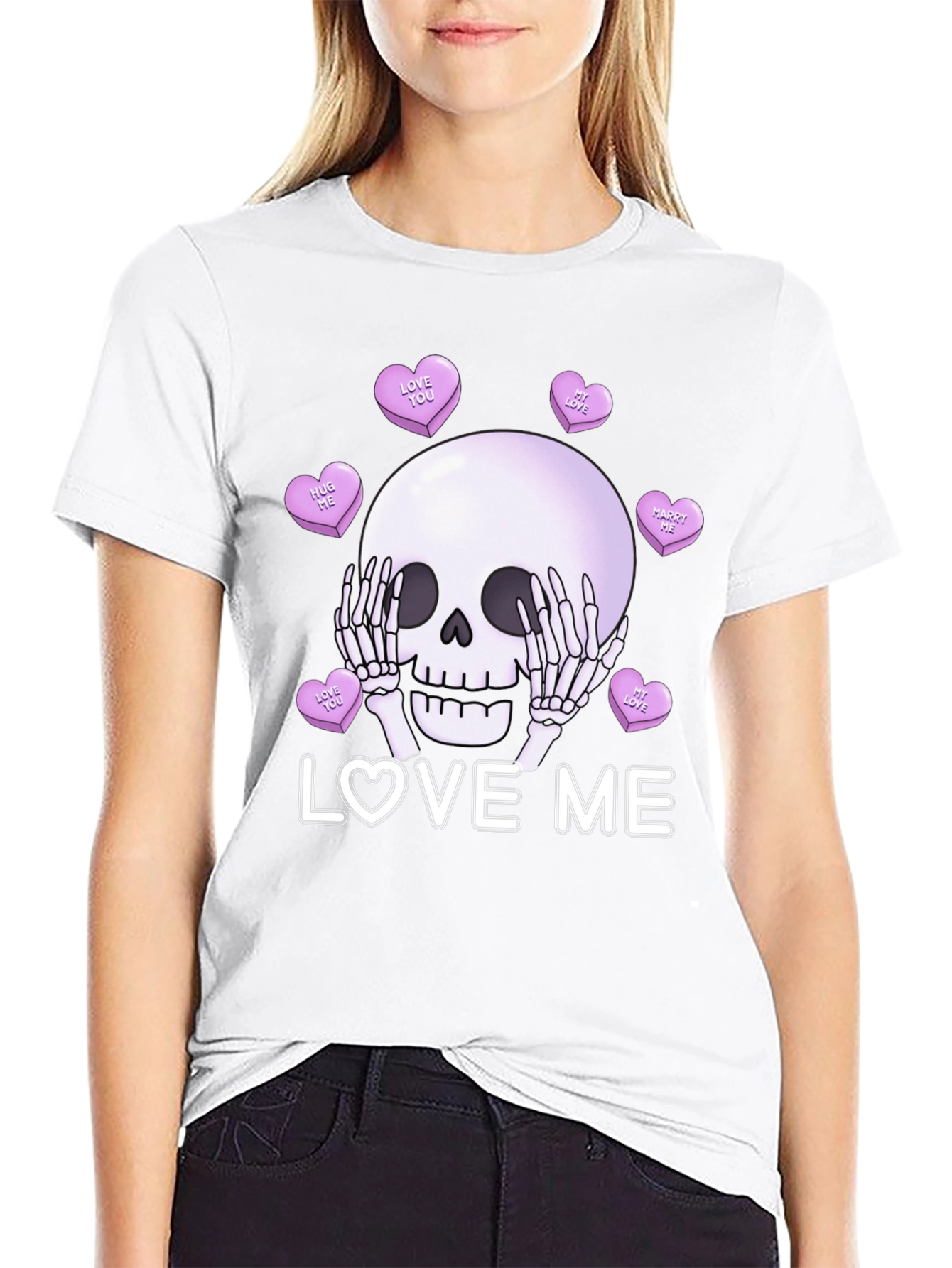 Love Me Skull Tee - Valentines Day Skeleton Shirt