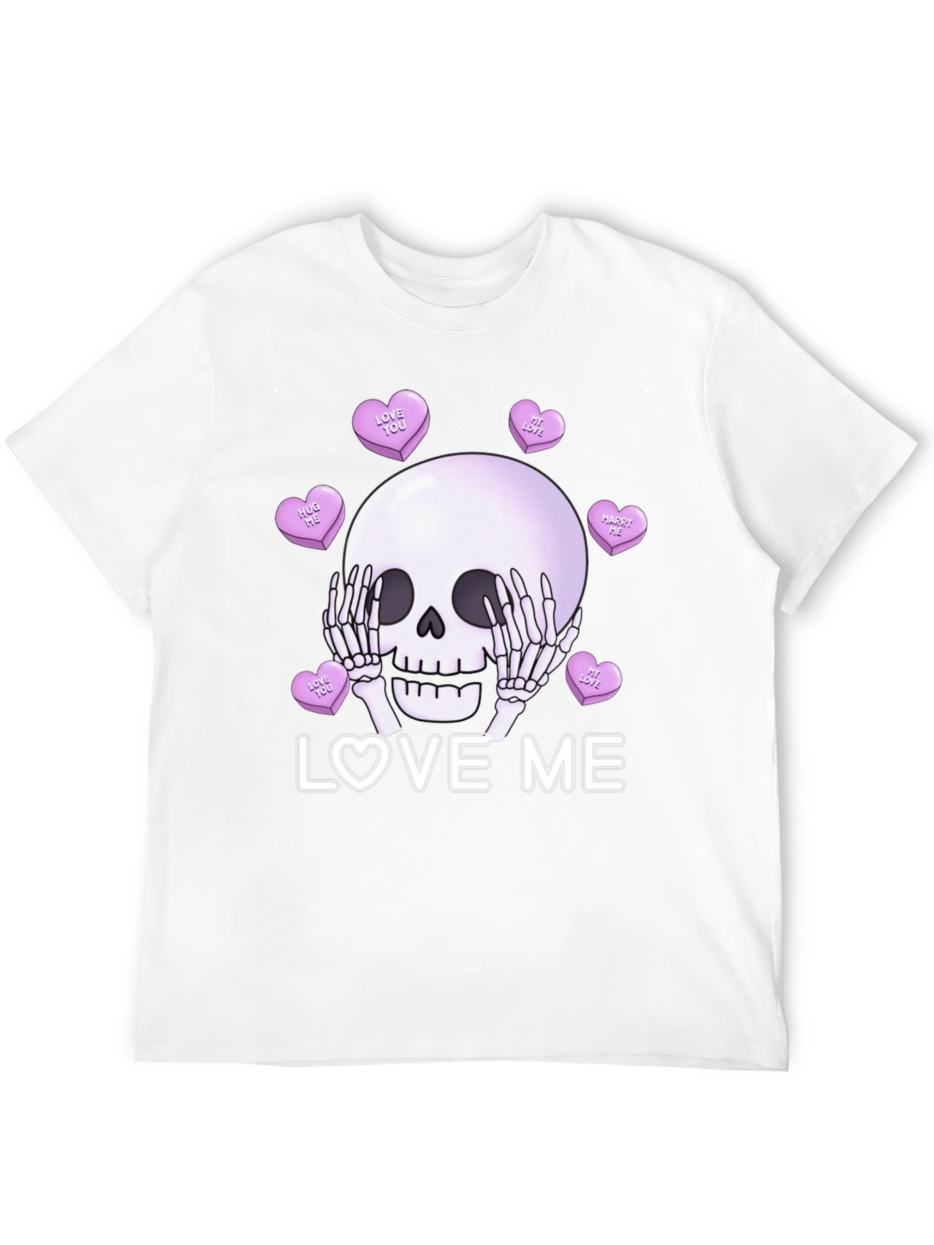 Love Me Skull Tee - Valentines Day Skeleton Shirt