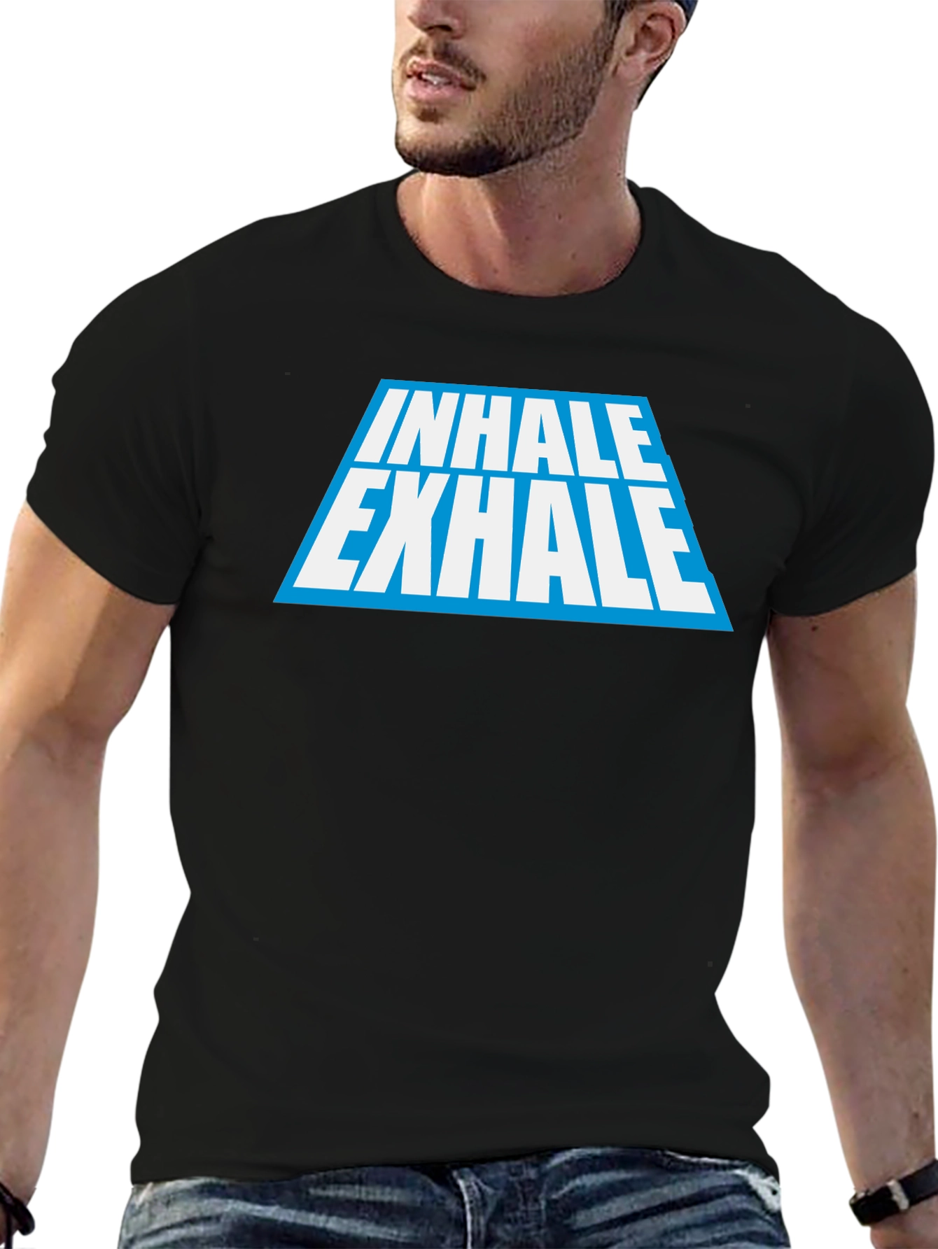Inhale Exhale Graphic Tee - Black Cotton Blend