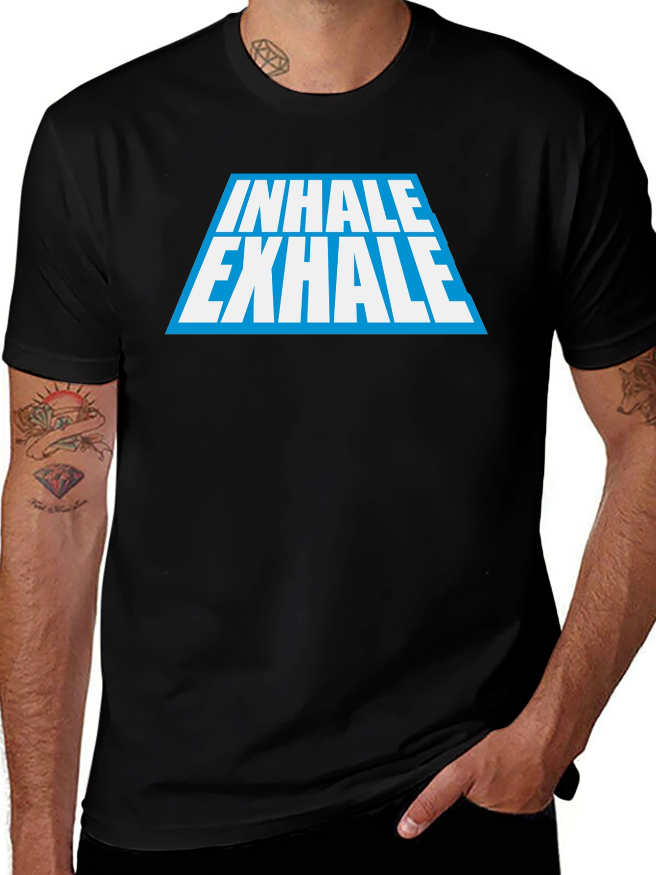 Inhale Exhale Graphic Tee - Black Cotton Blend