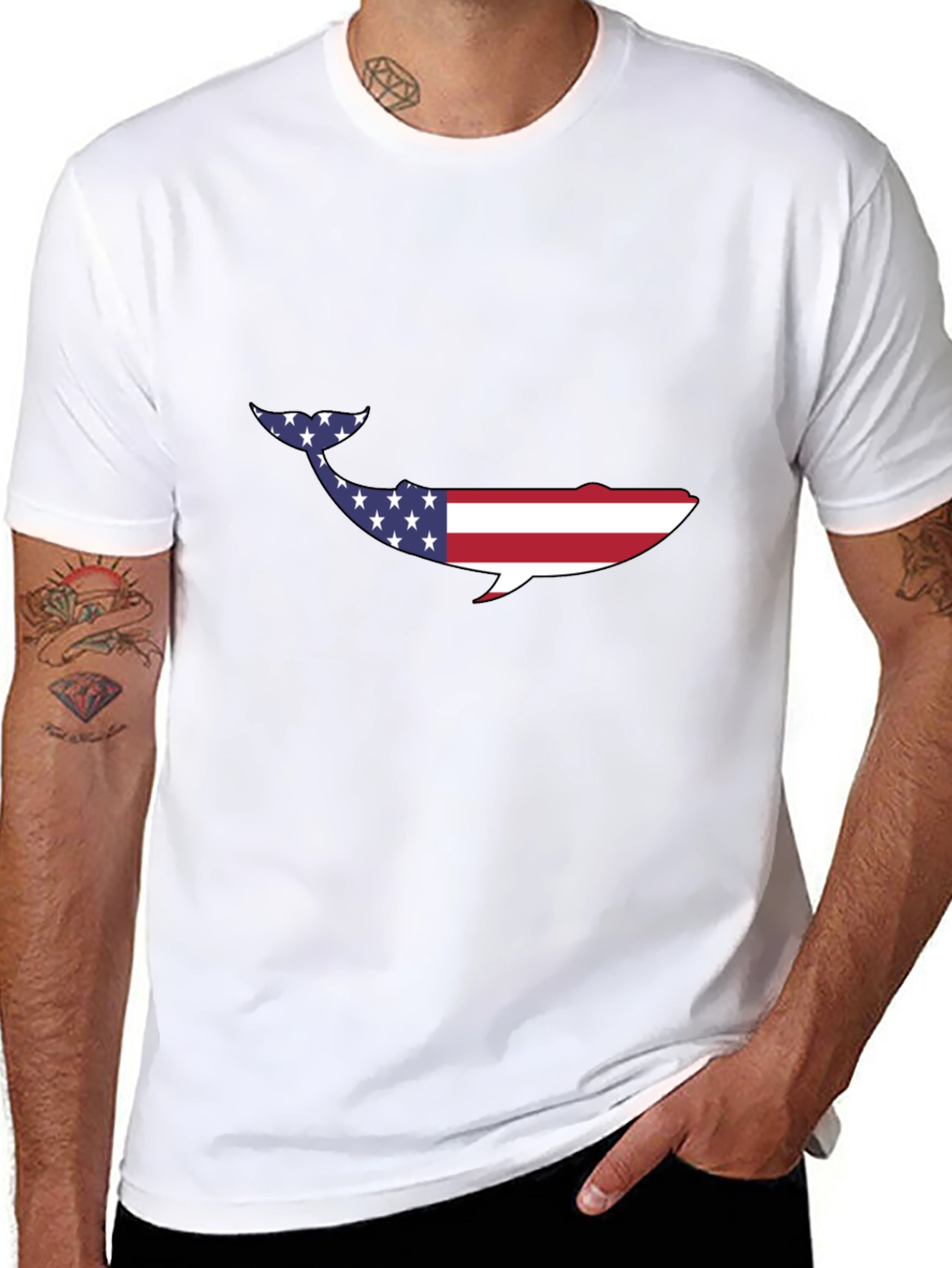 American Flag Whale Graphic Tee