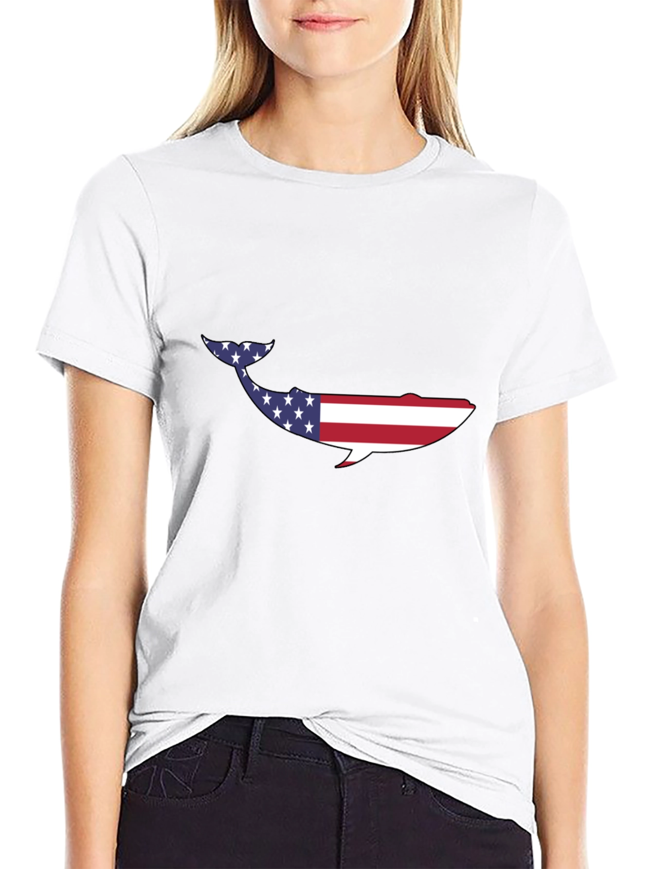 American Flag Whale Graphic Tee