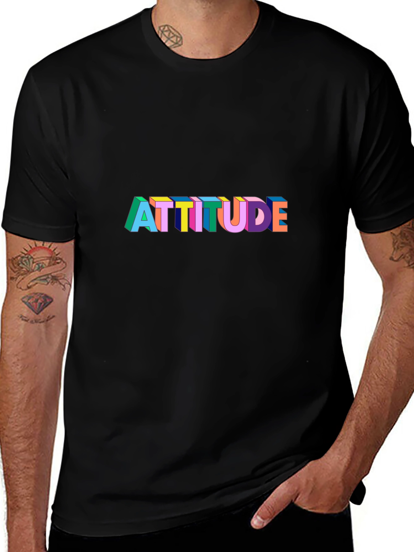 Attitude Graphic Print Black T-Shirt