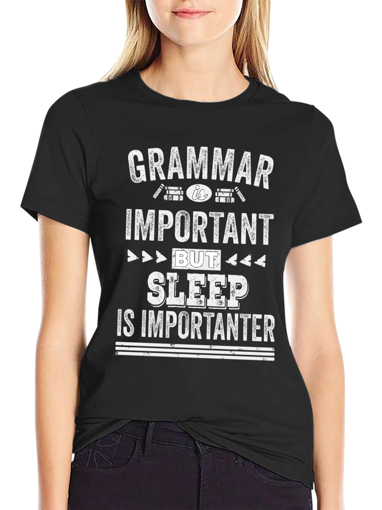 Funny Grammar Sleep is Importanter Graphic Tee