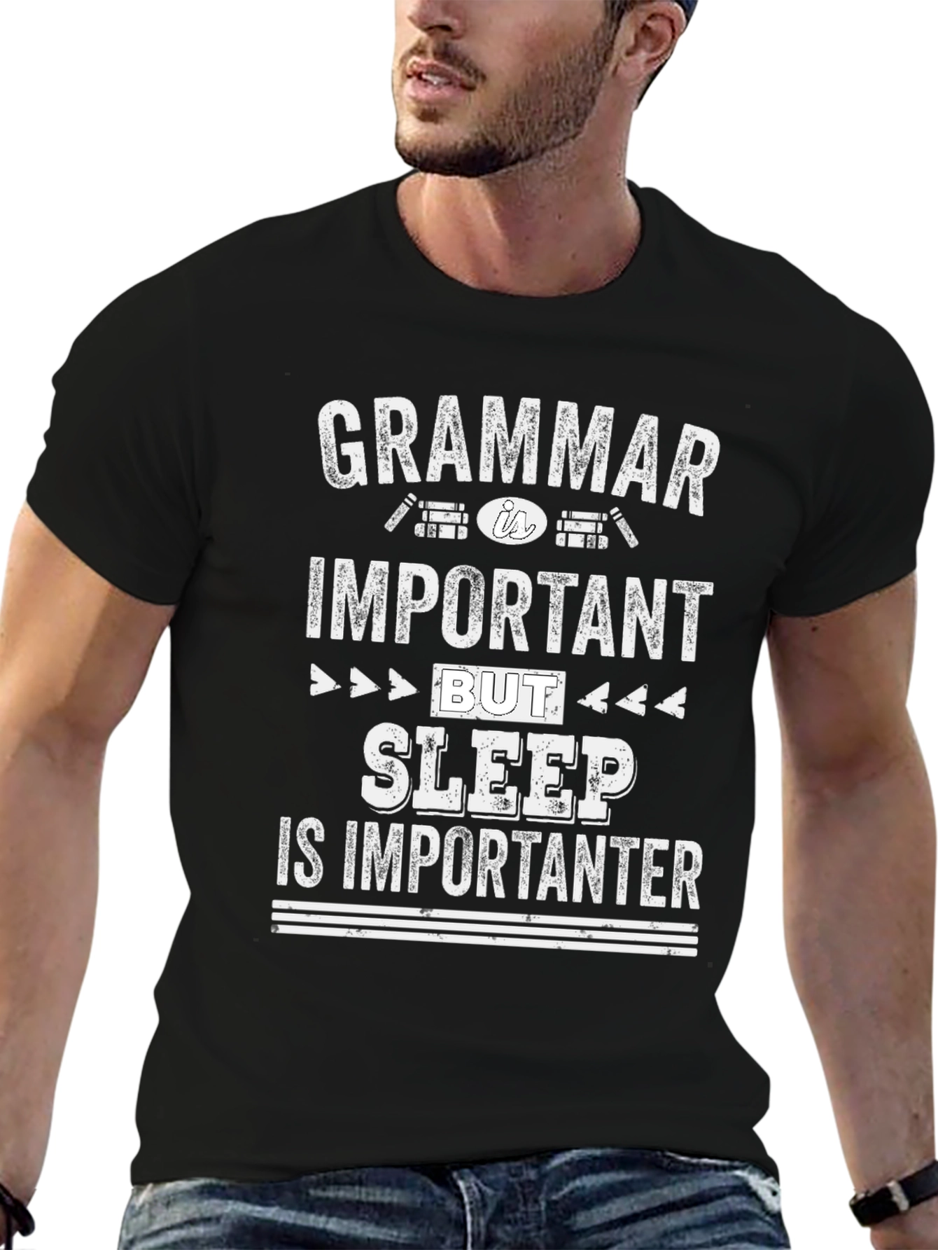 Funny Grammar Sleep is Importanter Graphic Tee