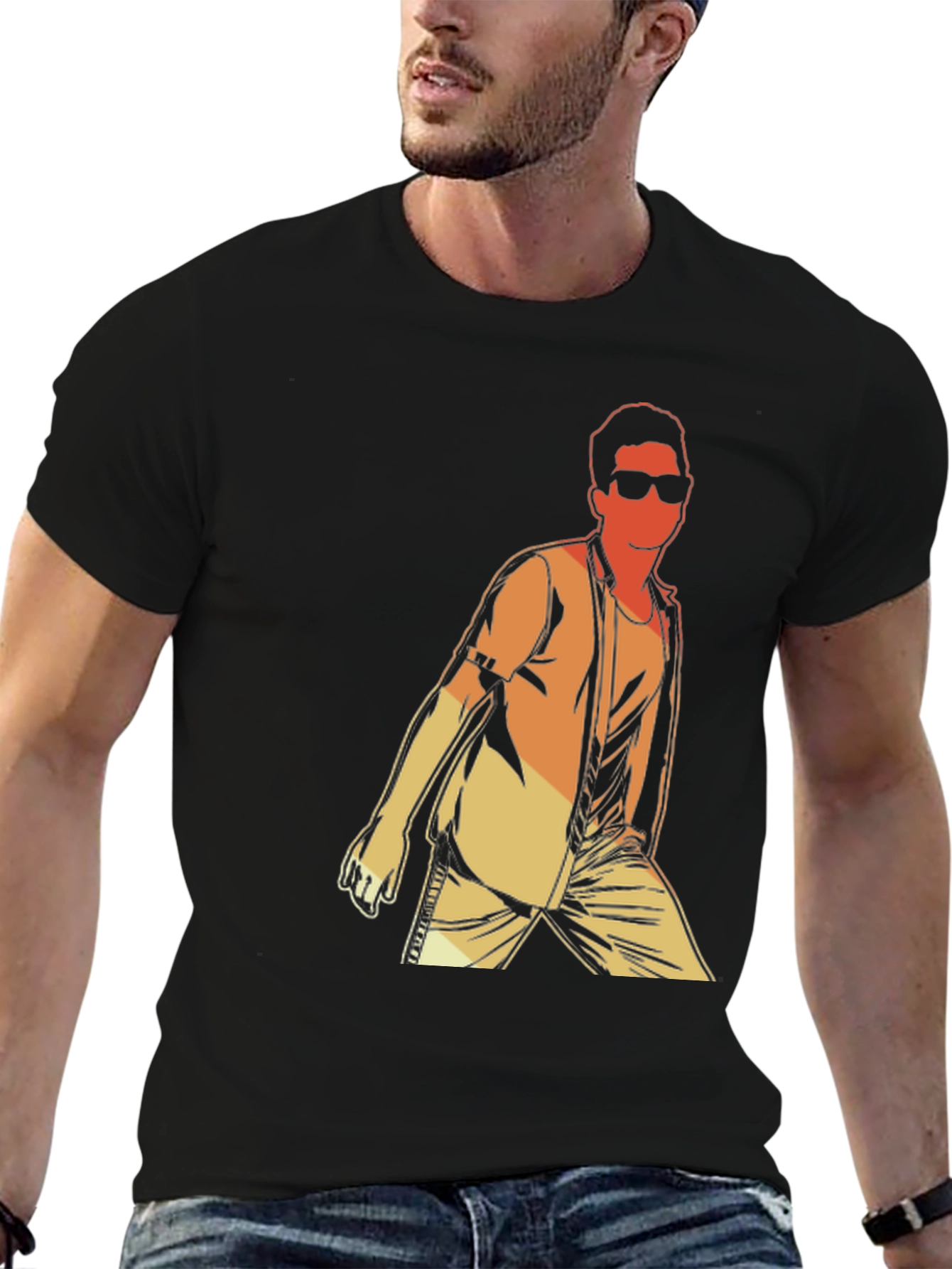 Retro Graphic Tee - Cool Man Illustration