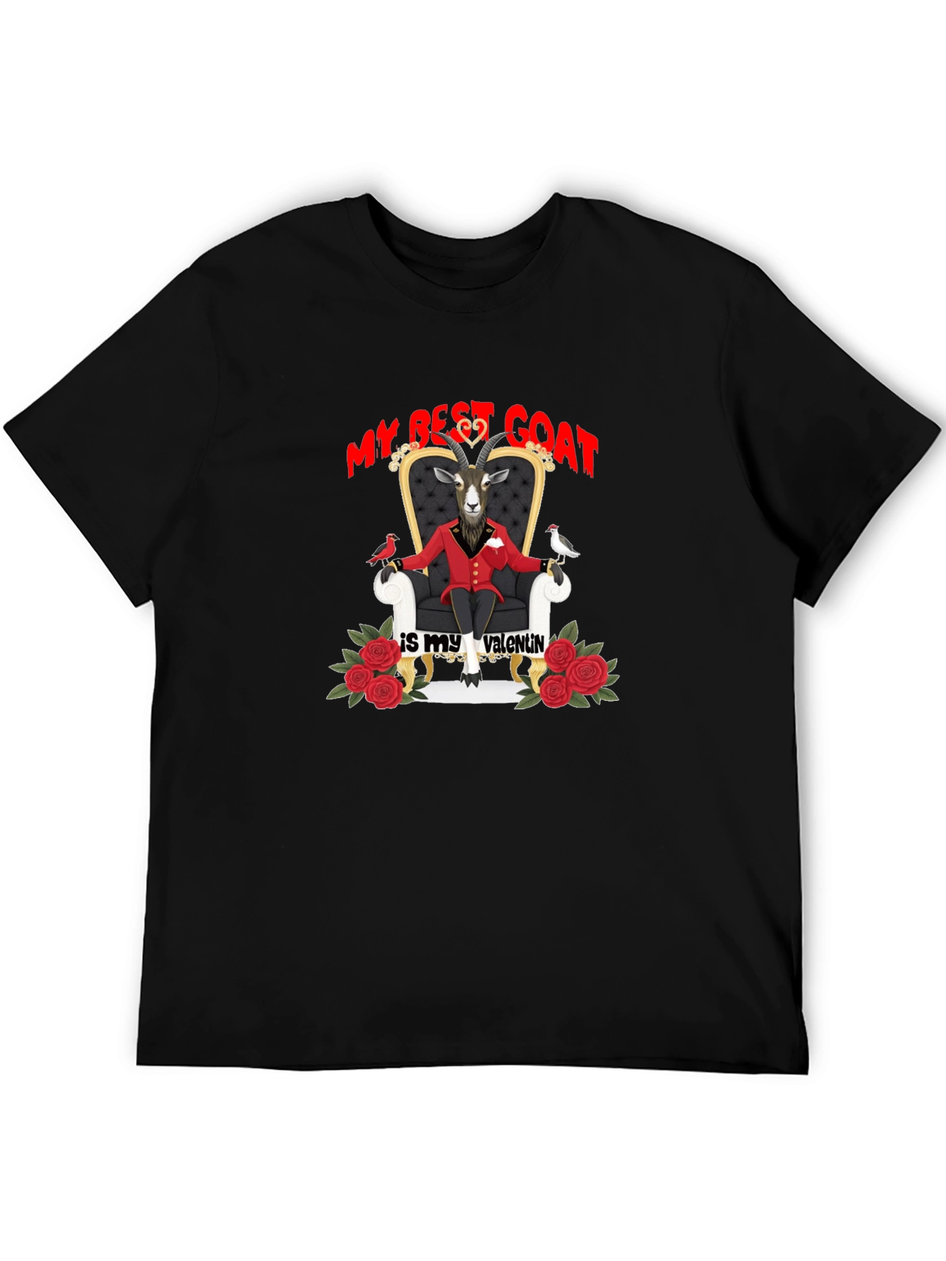 My Best Goat Is My Valentine Black T-Shirt