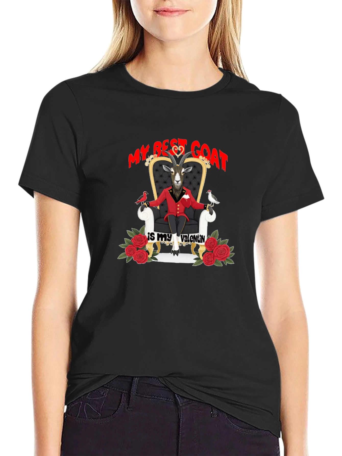 My Best Goat Is My Valentine Black T-Shirt