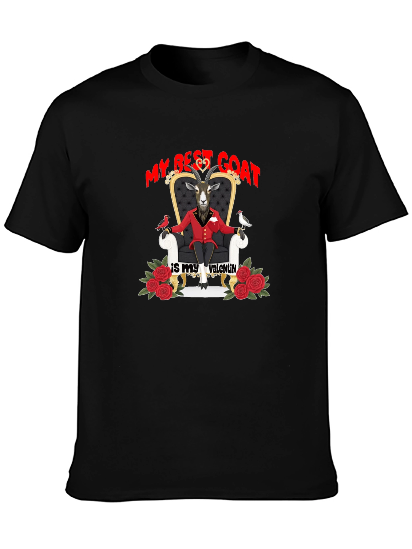 My Best Goat Is My Valentine Black T-Shirt