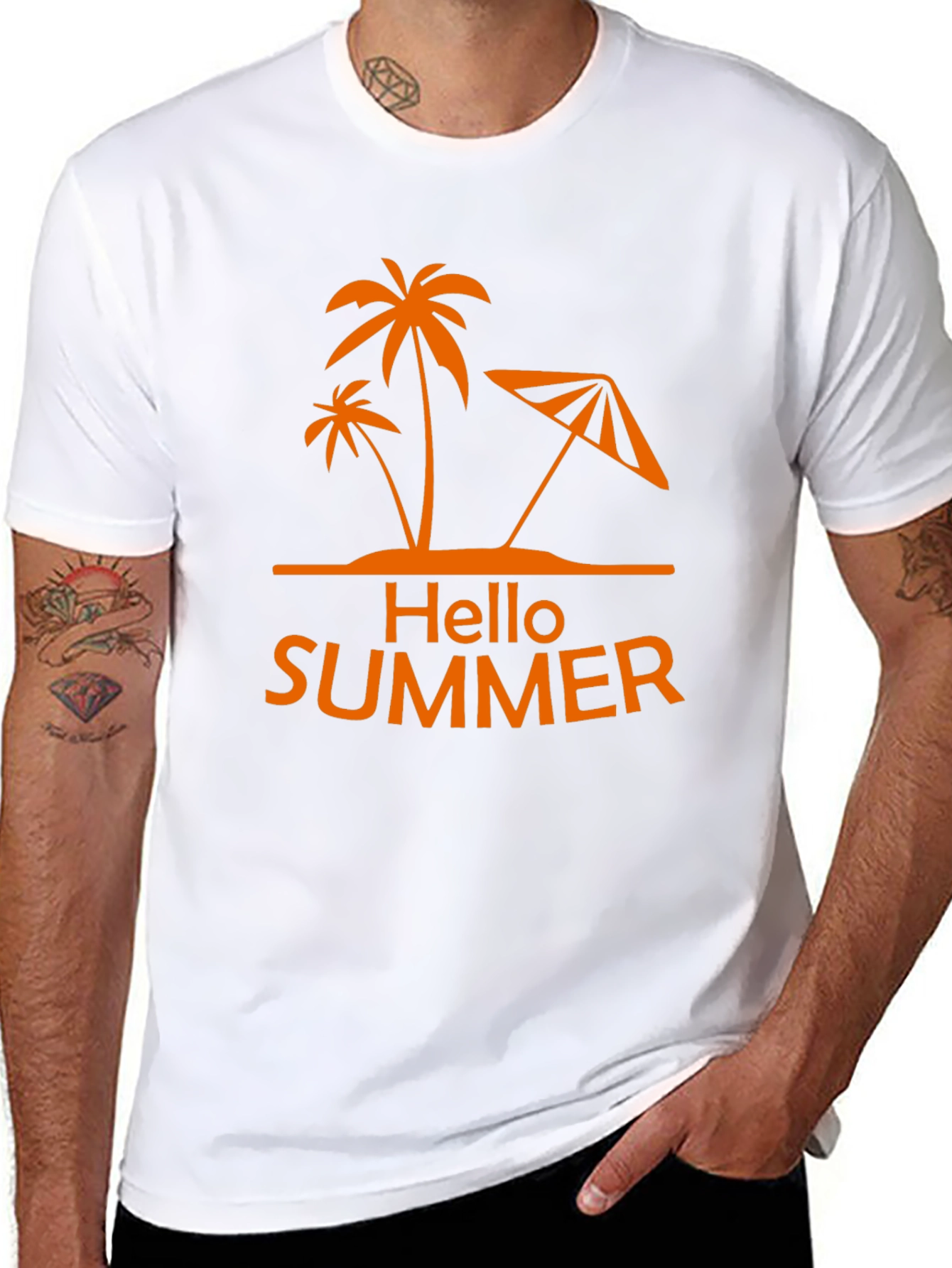 Hello Summer Palm Tree Graphic Tee