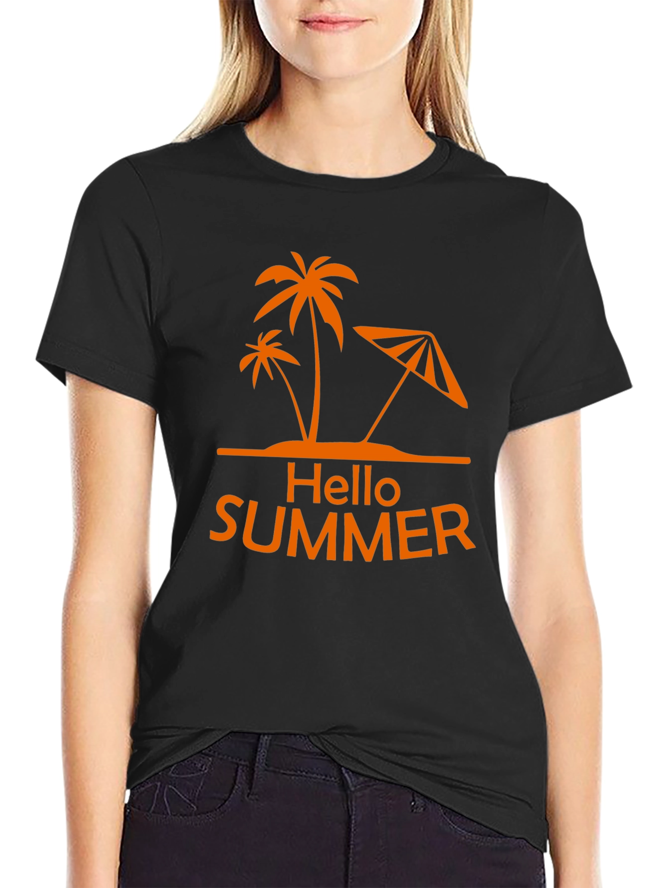 Hello Summer Palm Tree Graphic Tee
