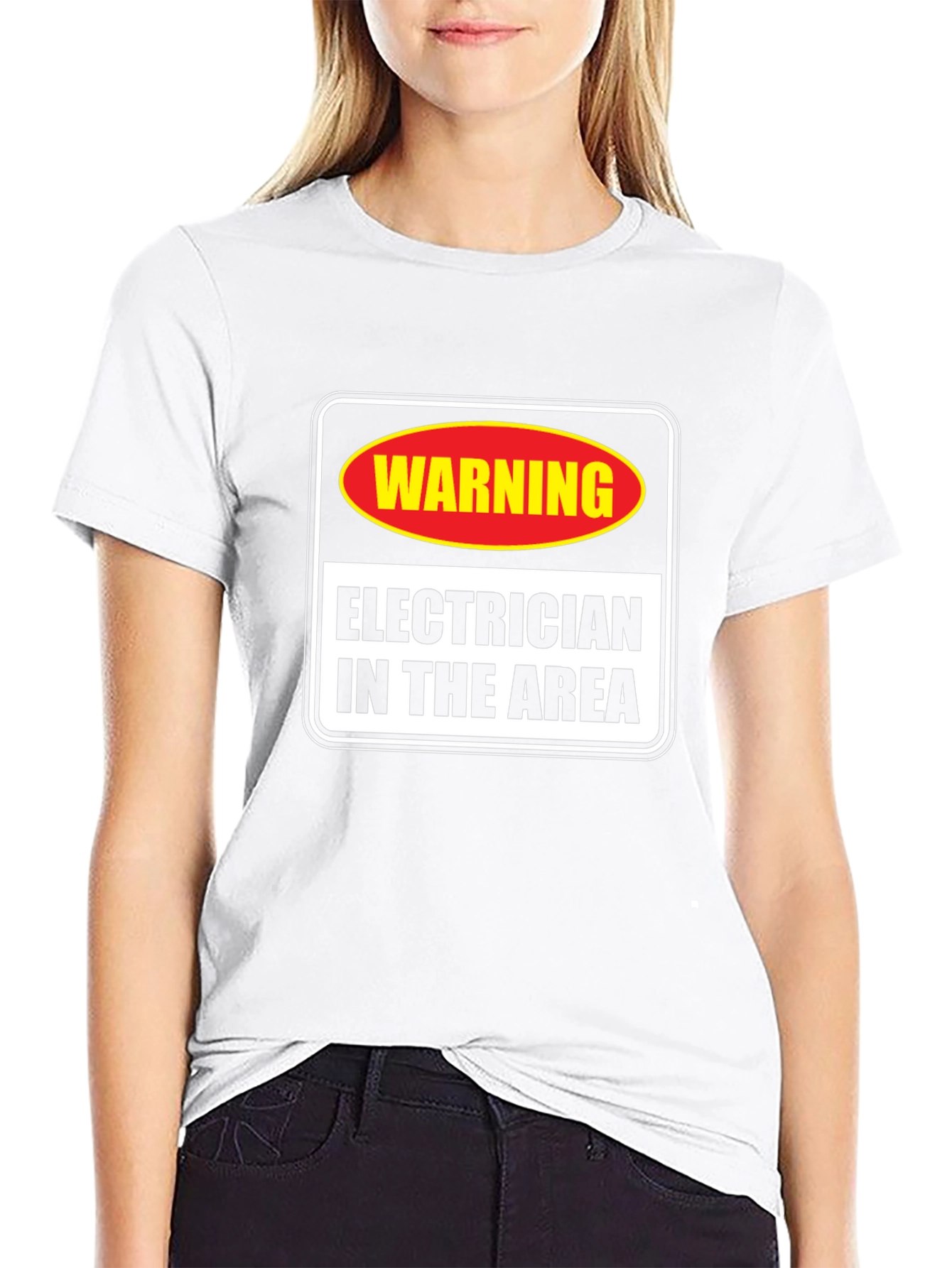 Warning Electrician in Area T-Shirt