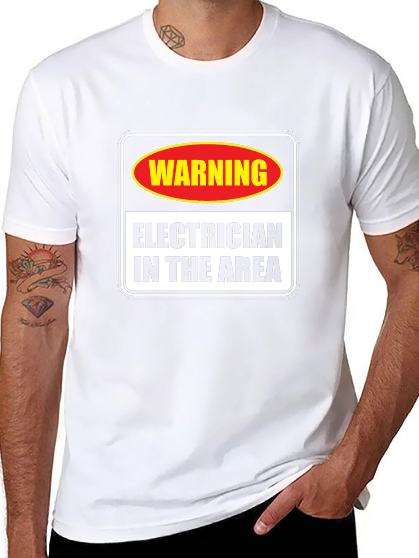 Warning Electrician in Area T-Shirt