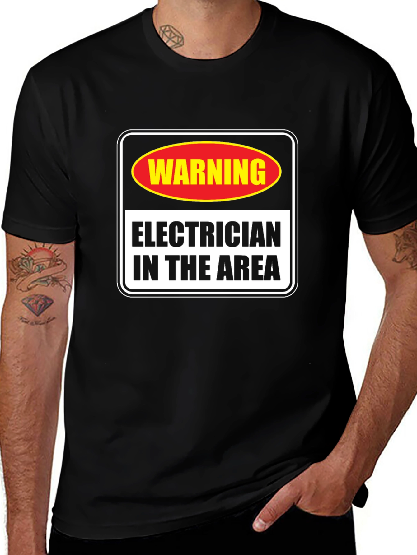 Warning Electrician in Area T-Shirt