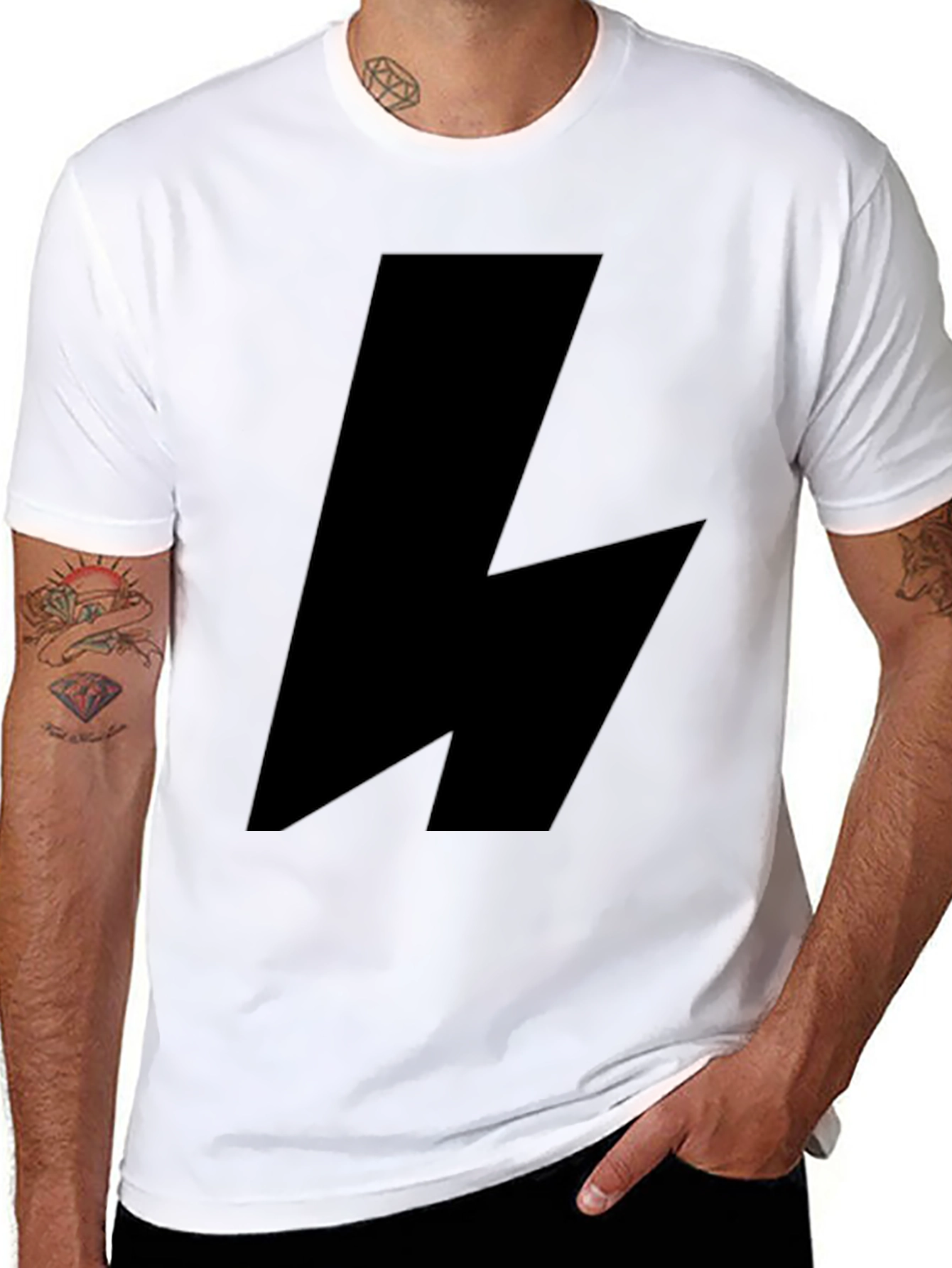 Bold Black Lightning Bolt Graphic Tee