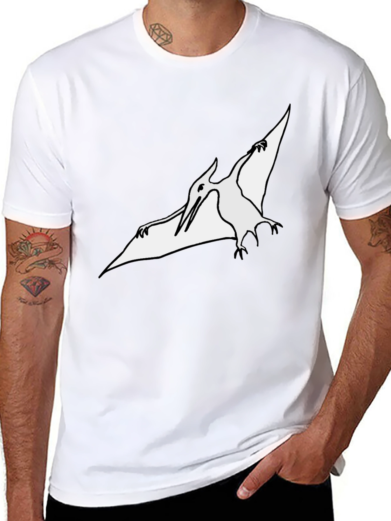 Pterodactyl Graphic Tee - Black Cotton T-Shirt