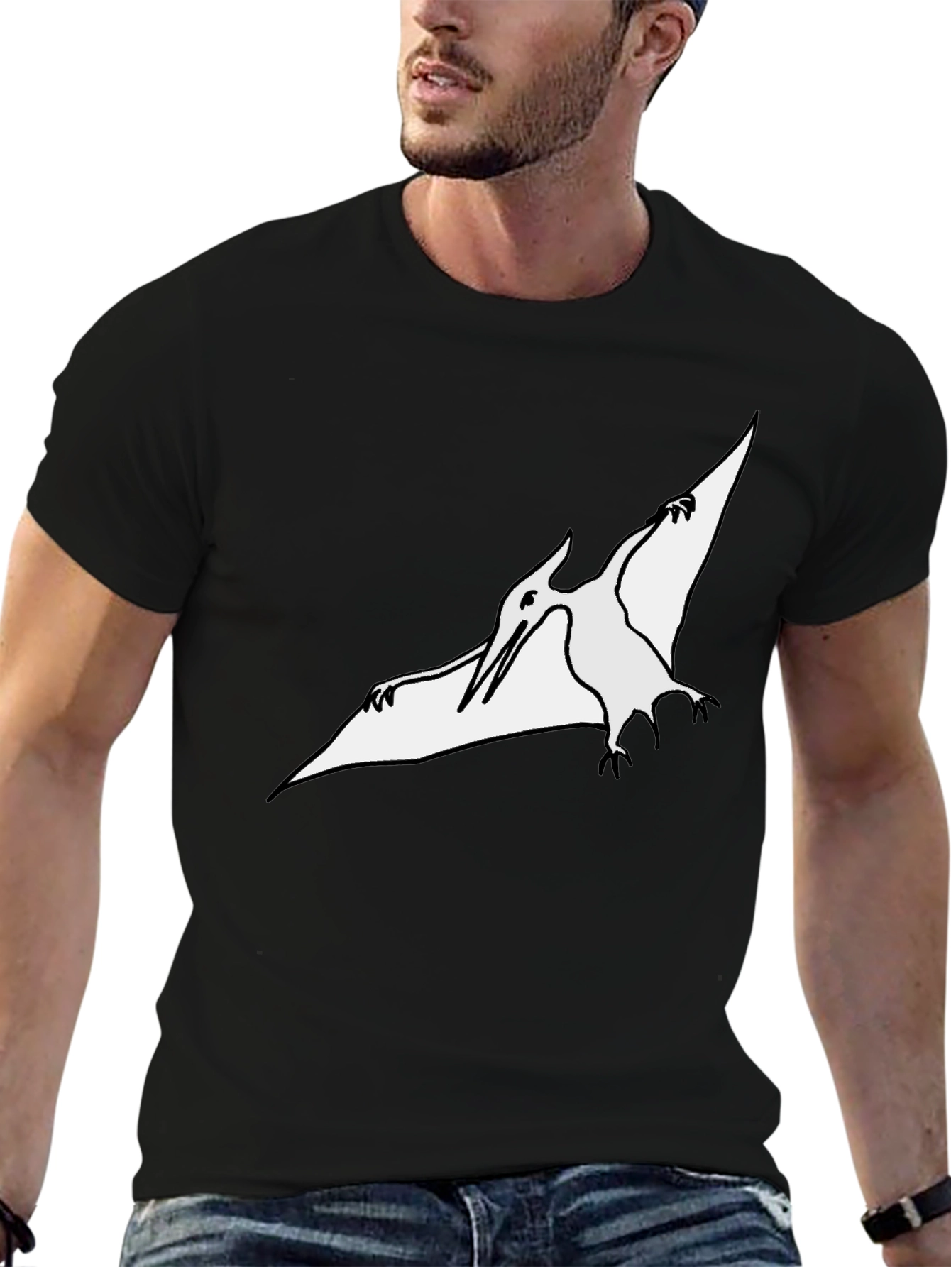 Pterodactyl Graphic Tee - Black Cotton T-Shirt