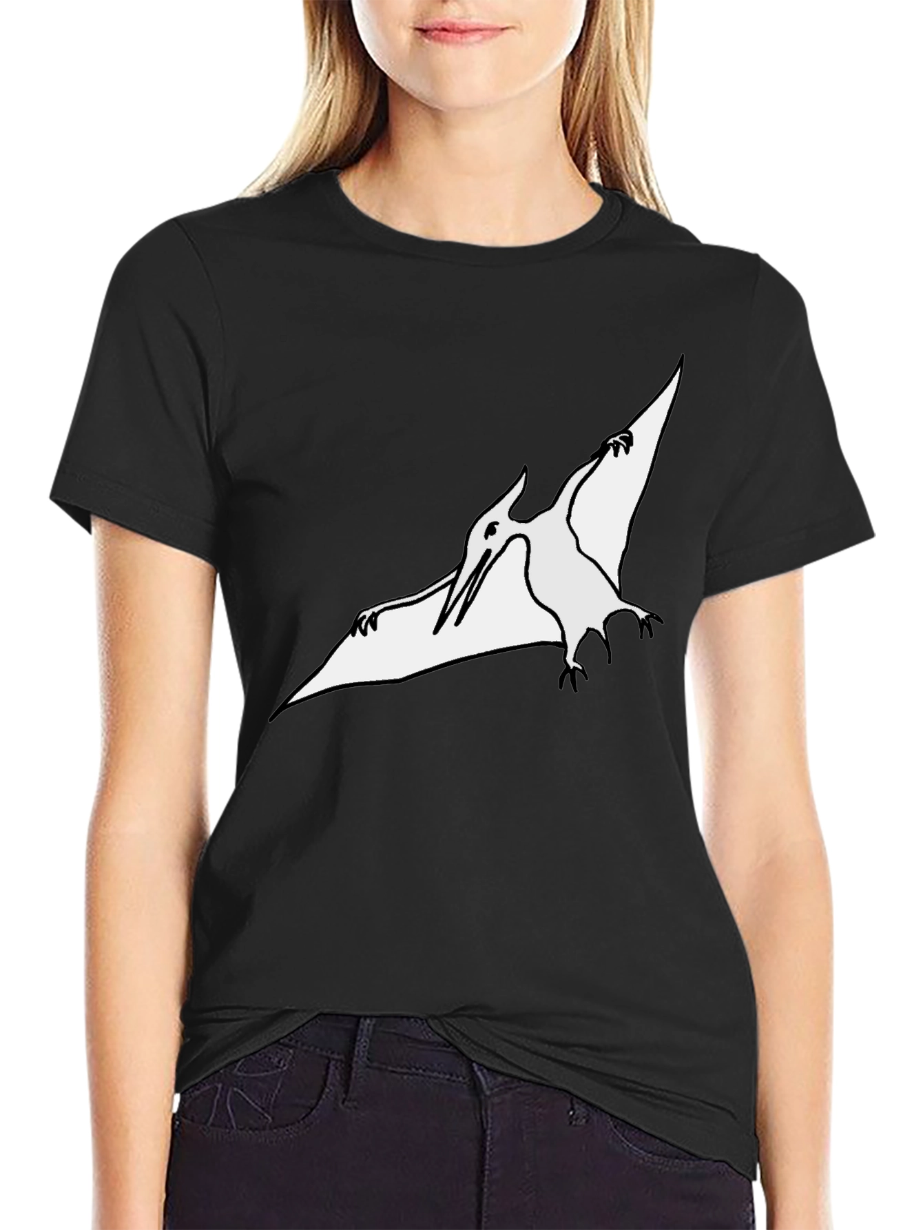 Pterodactyl Graphic Tee - Black Cotton T-Shirt