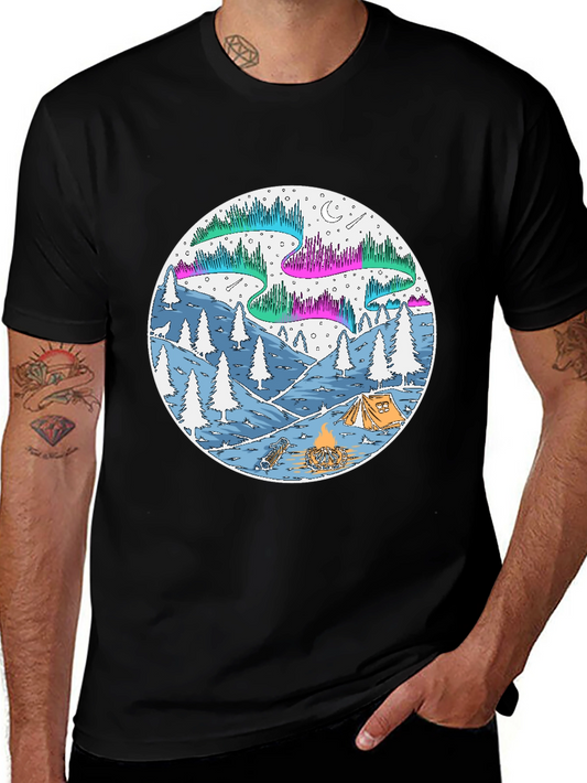 Aurora Camping Scene Graphic Tee