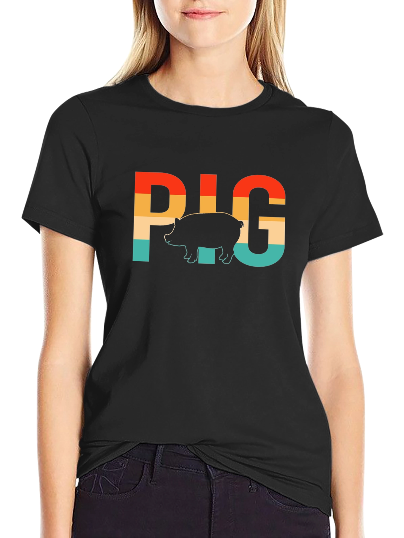 Retro Pig Graphic T-Shirt - Farm Animal Tee