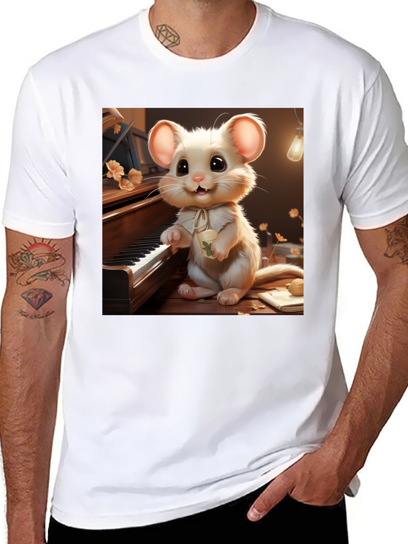 Cute Mouse Musician T-Shirt