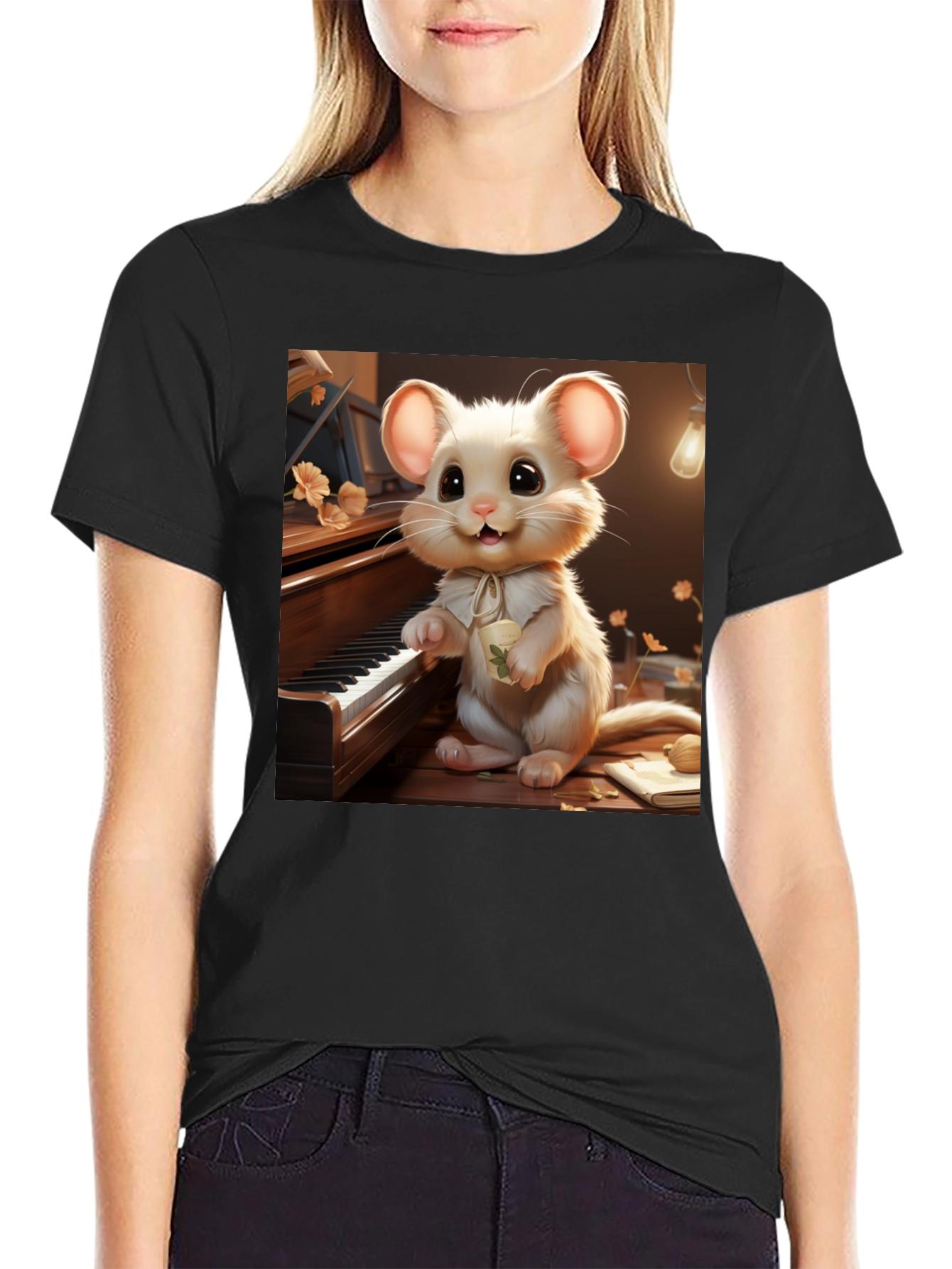 Cute Mouse Musician T-Shirt