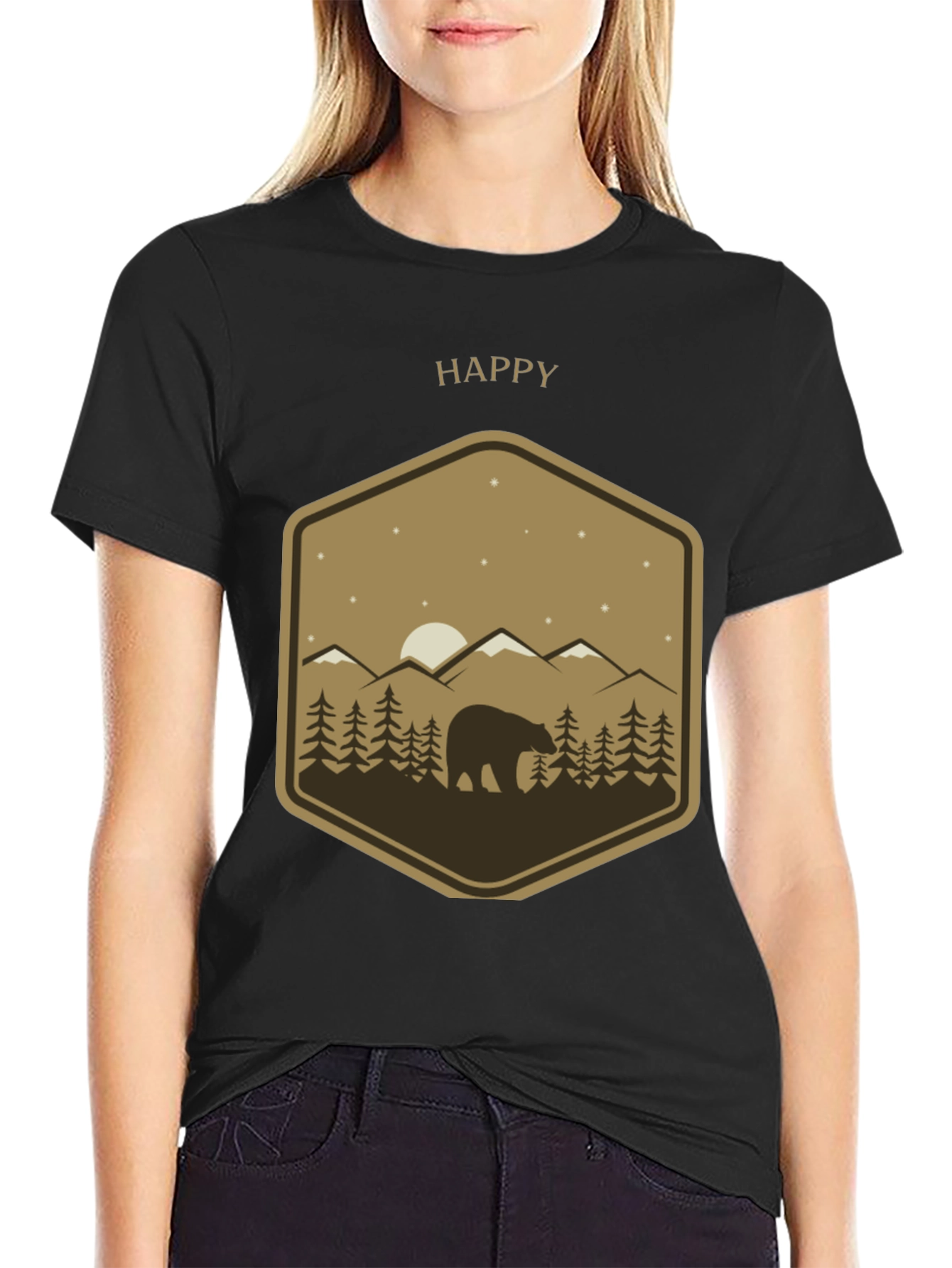 Happy Bear Mountain Scene Graphic Tee
