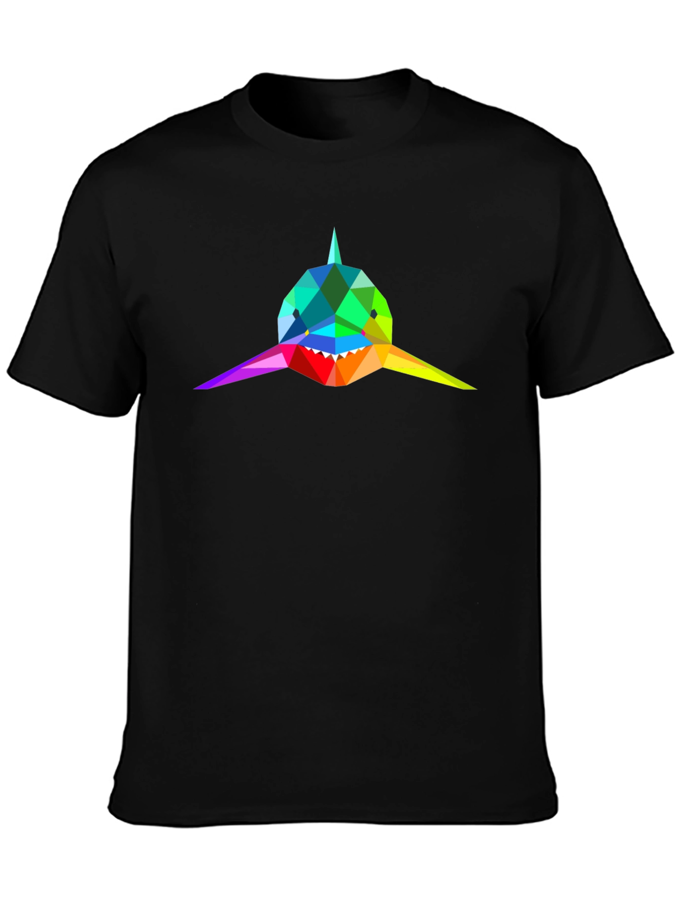 Geometric Shark Tee - Rainbow Design
