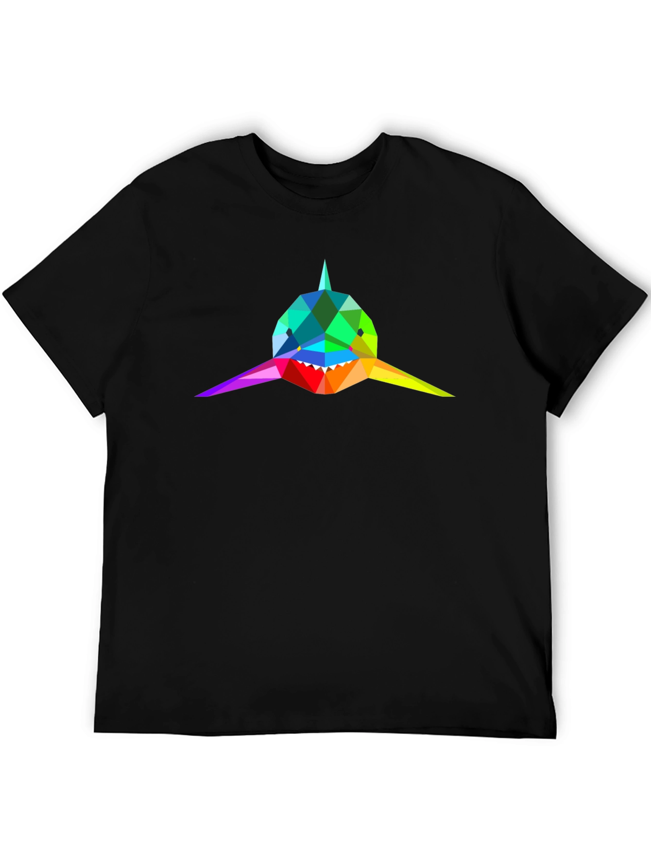 Geometric Shark Tee - Rainbow Design