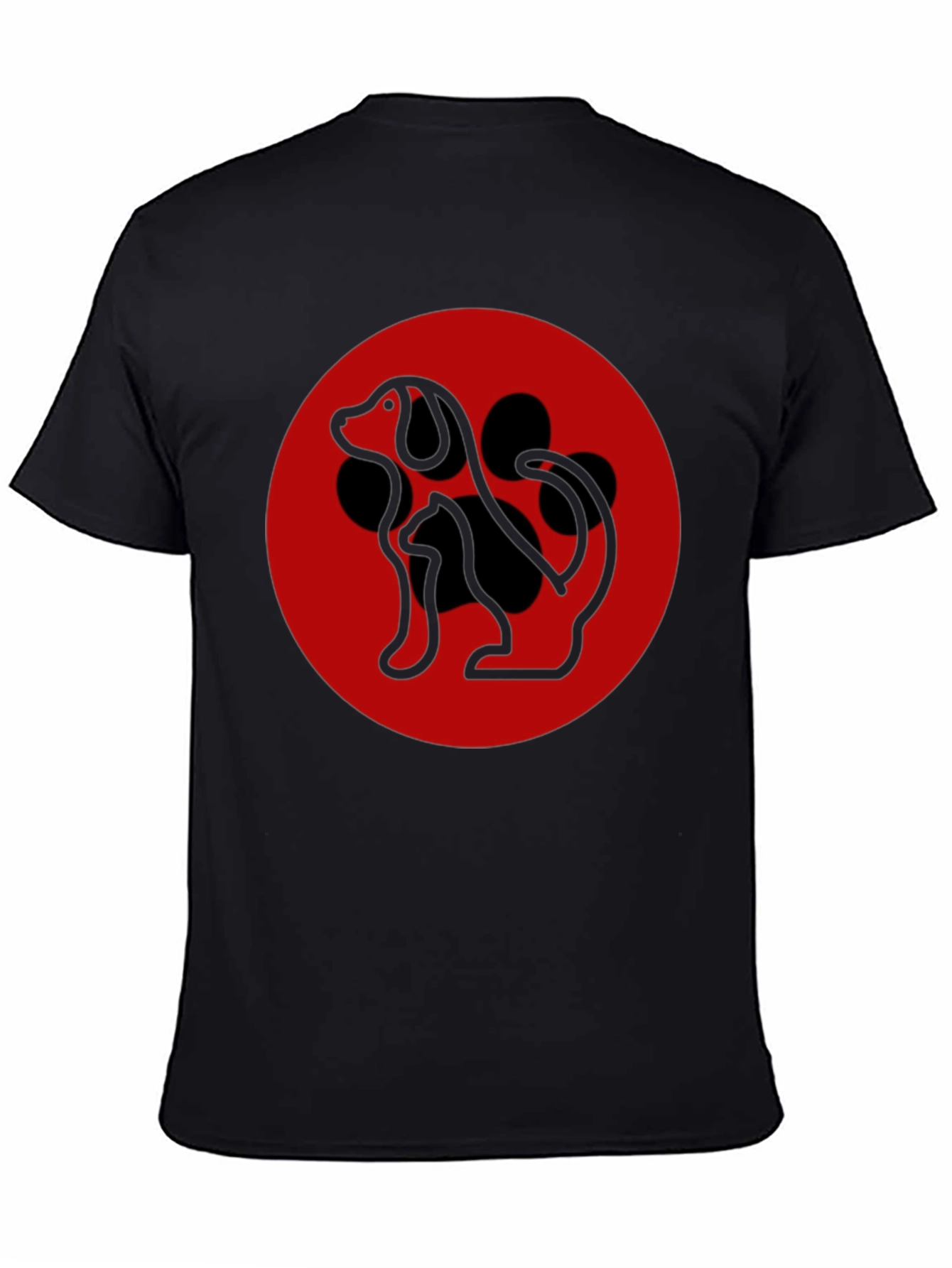 Dog Silhouette Graphic Tee - Black Casual T-Shirt