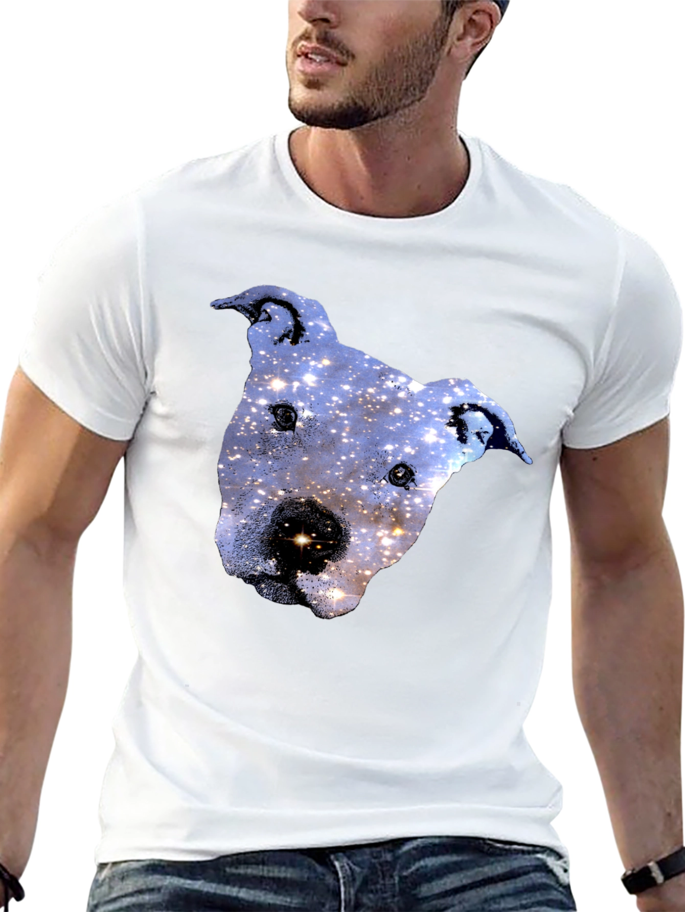 Galaxy Pitbull Head Black T-Shirt
