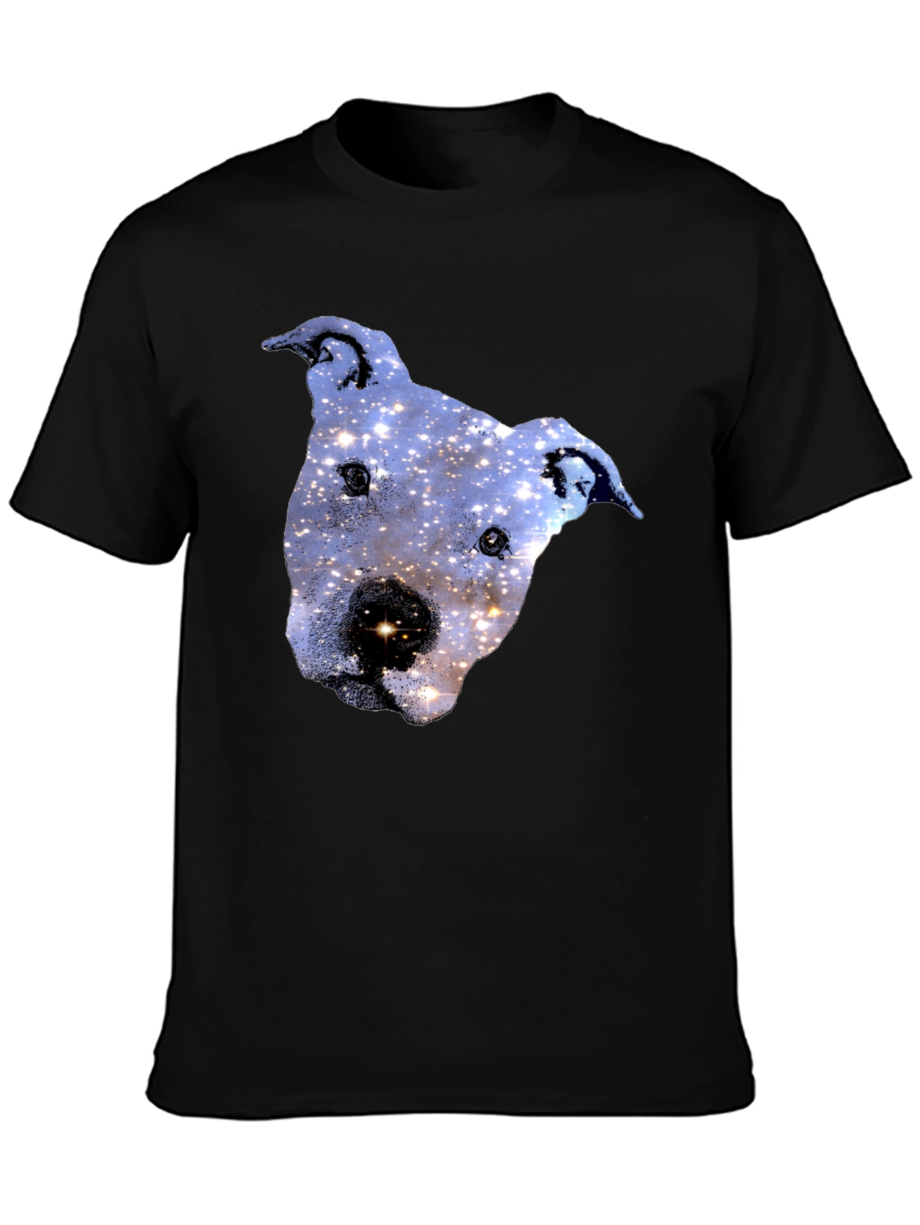 Galaxy Pitbull Head Black T-Shirt