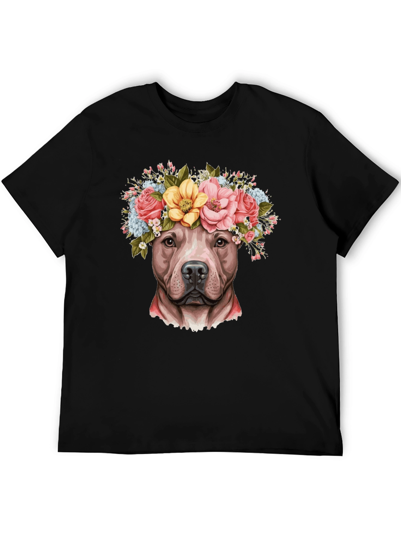 Dog Flower Crown T-Shirt - Pitbull Lover Tee