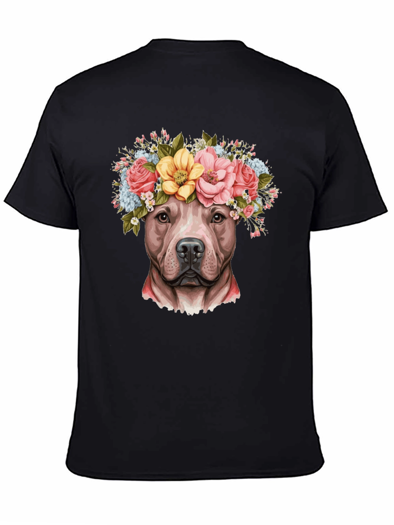 Dog Flower Crown T-Shirt - Pitbull Lover Tee