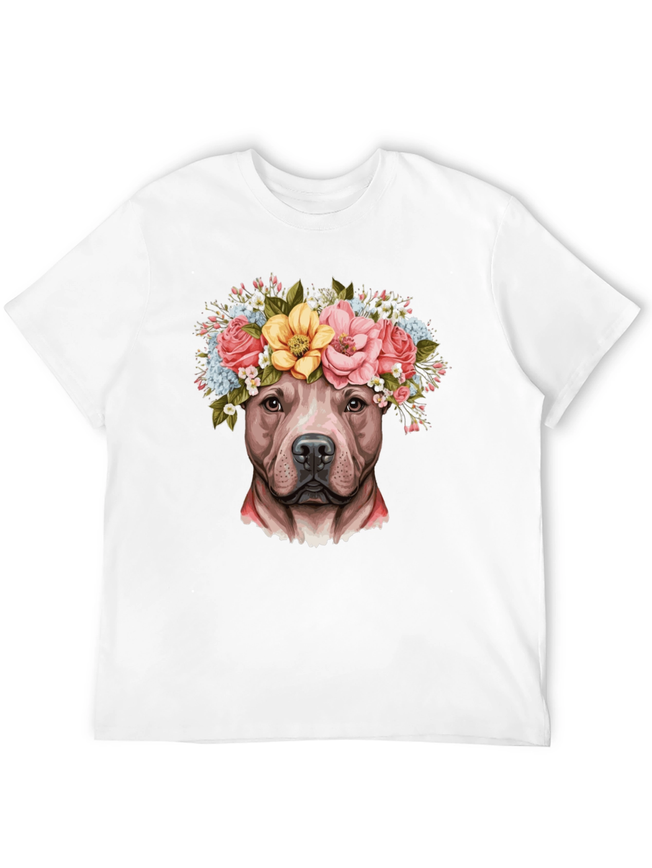 Dog Flower Crown T-Shirt - Pitbull Lover Tee