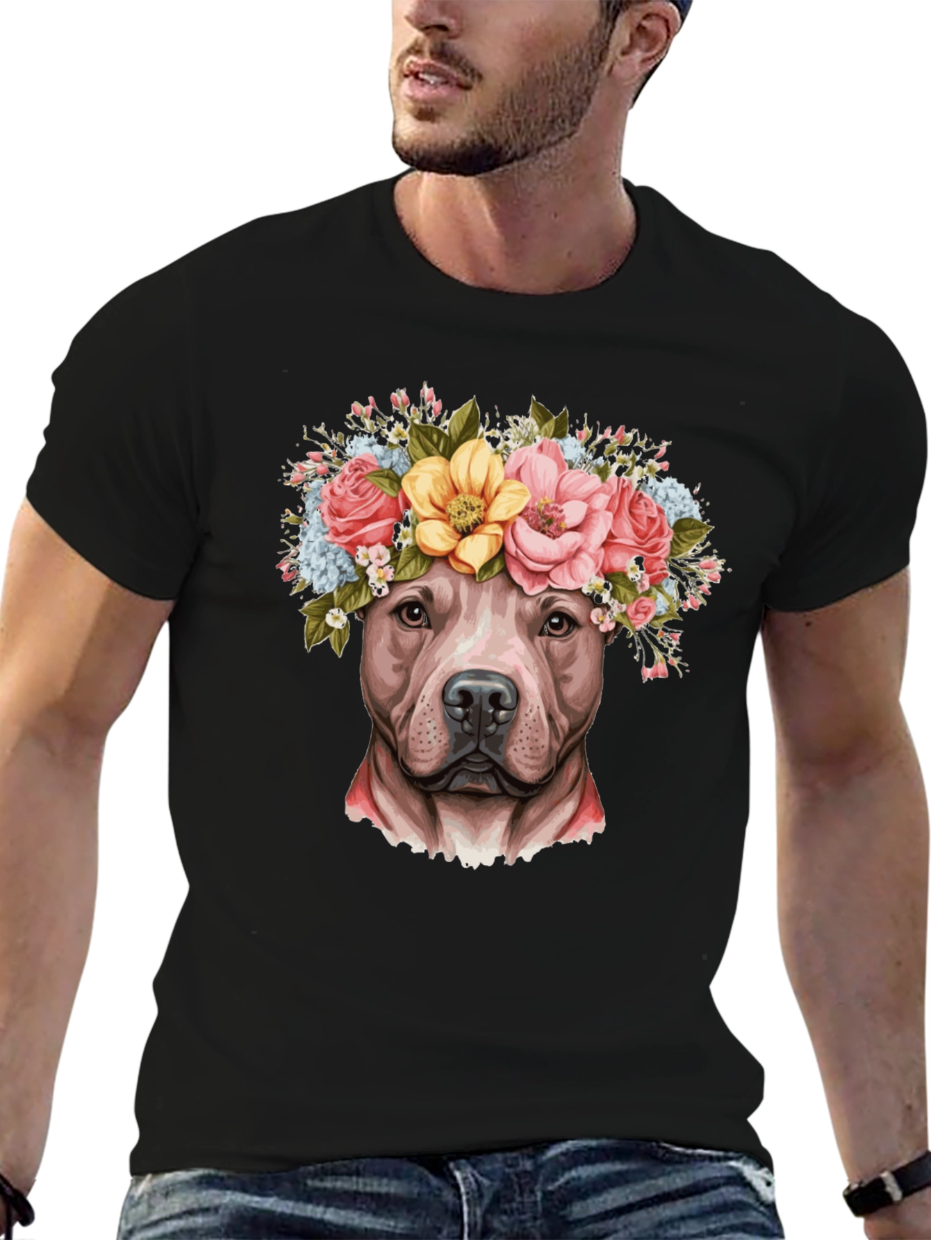 Dog Flower Crown T-Shirt - Pitbull Lover Tee