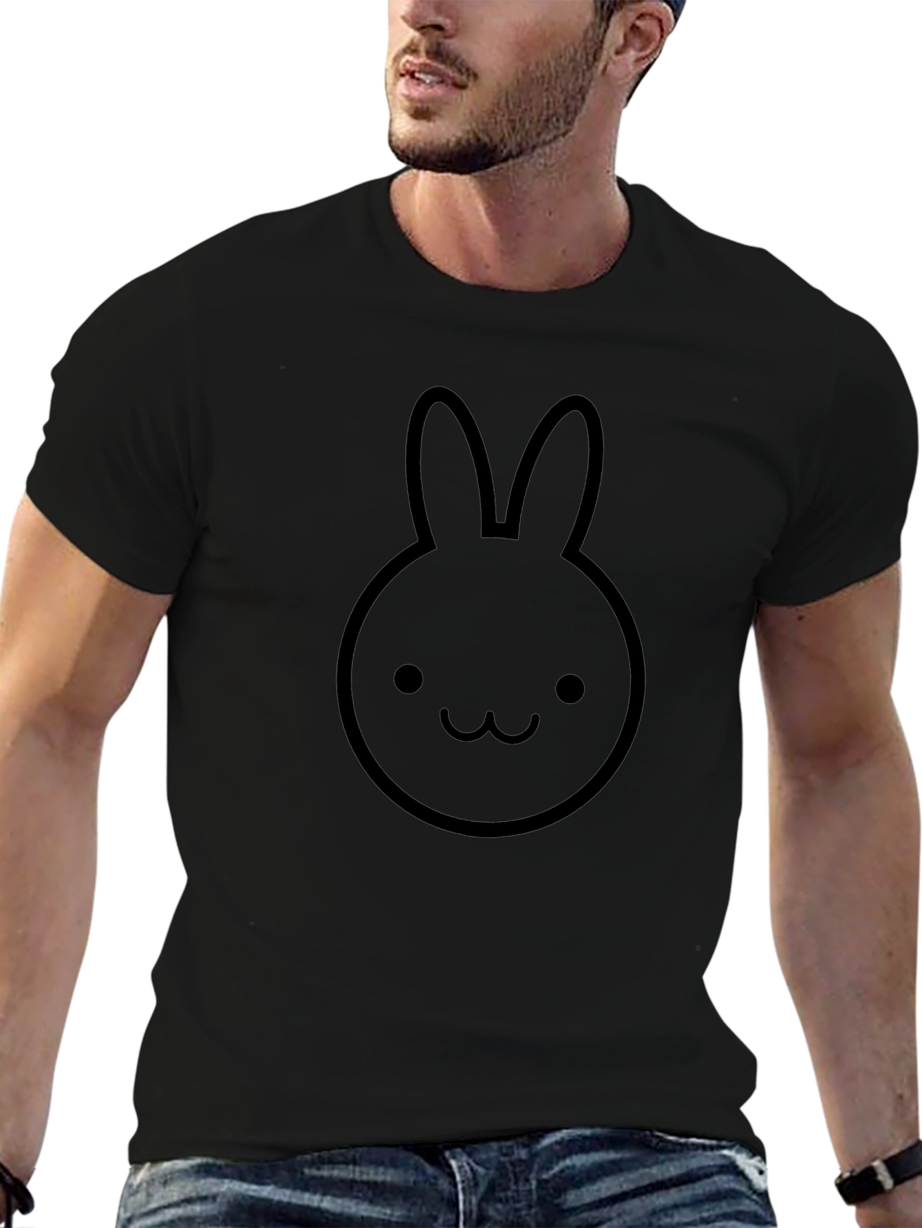 Bunny Graphic Tee - Cute Black Cotton T-Shirt
