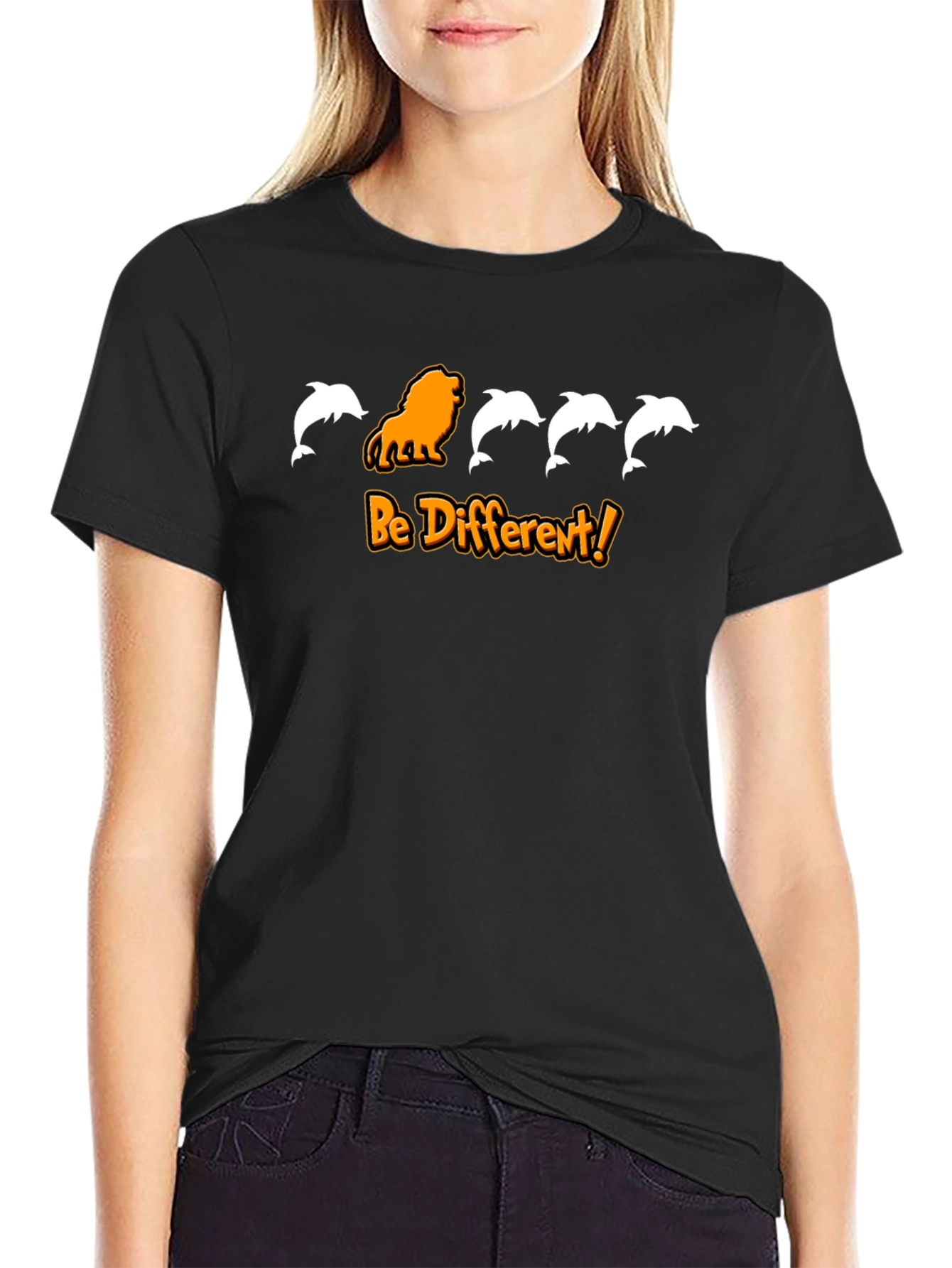Be Different Graphic Tee - Lion and Dolphins