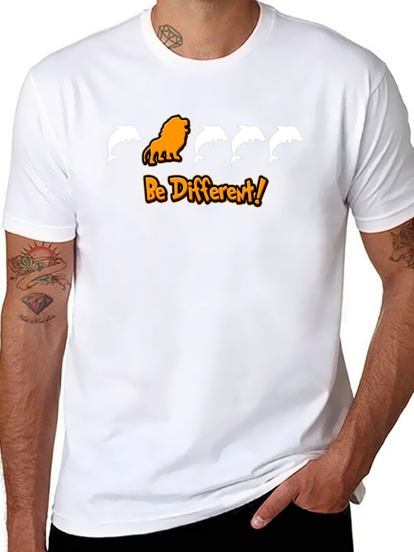 Be Different Graphic Tee - Lion and Dolphins