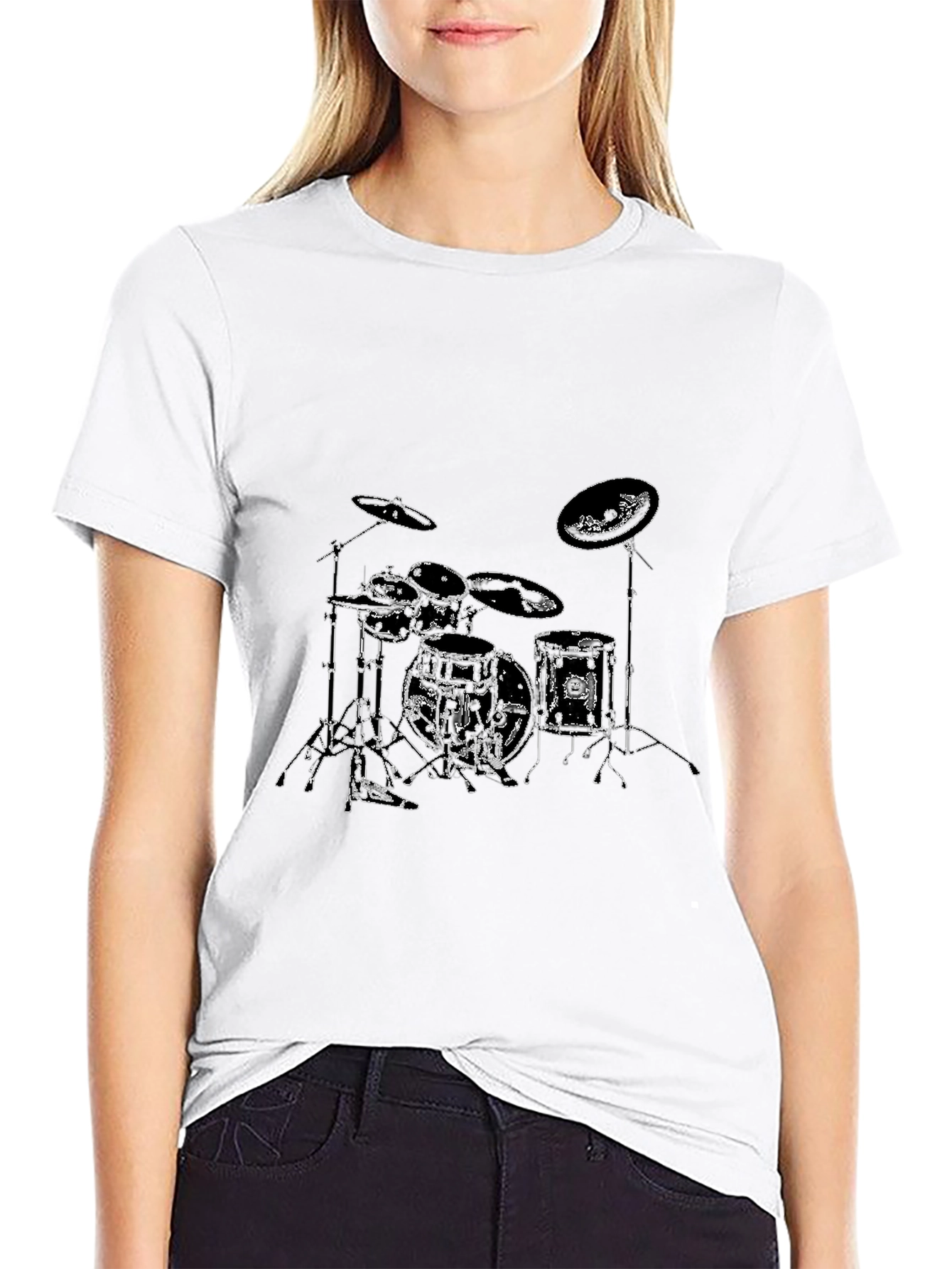Drum Set Graphic Tee - Musicians Black T-Shirt