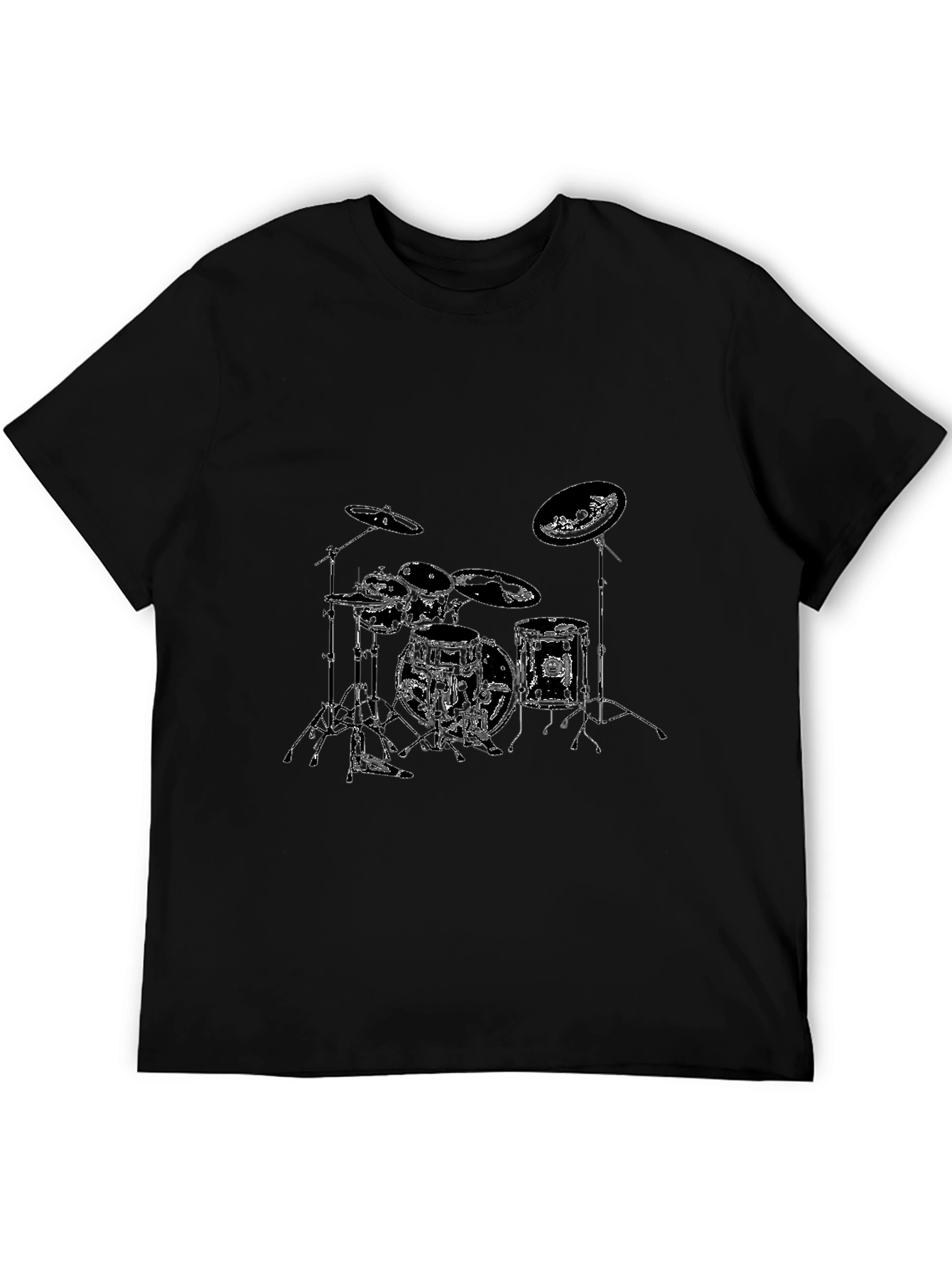 Drum Set Graphic Tee - Musicians Black T-Shirt