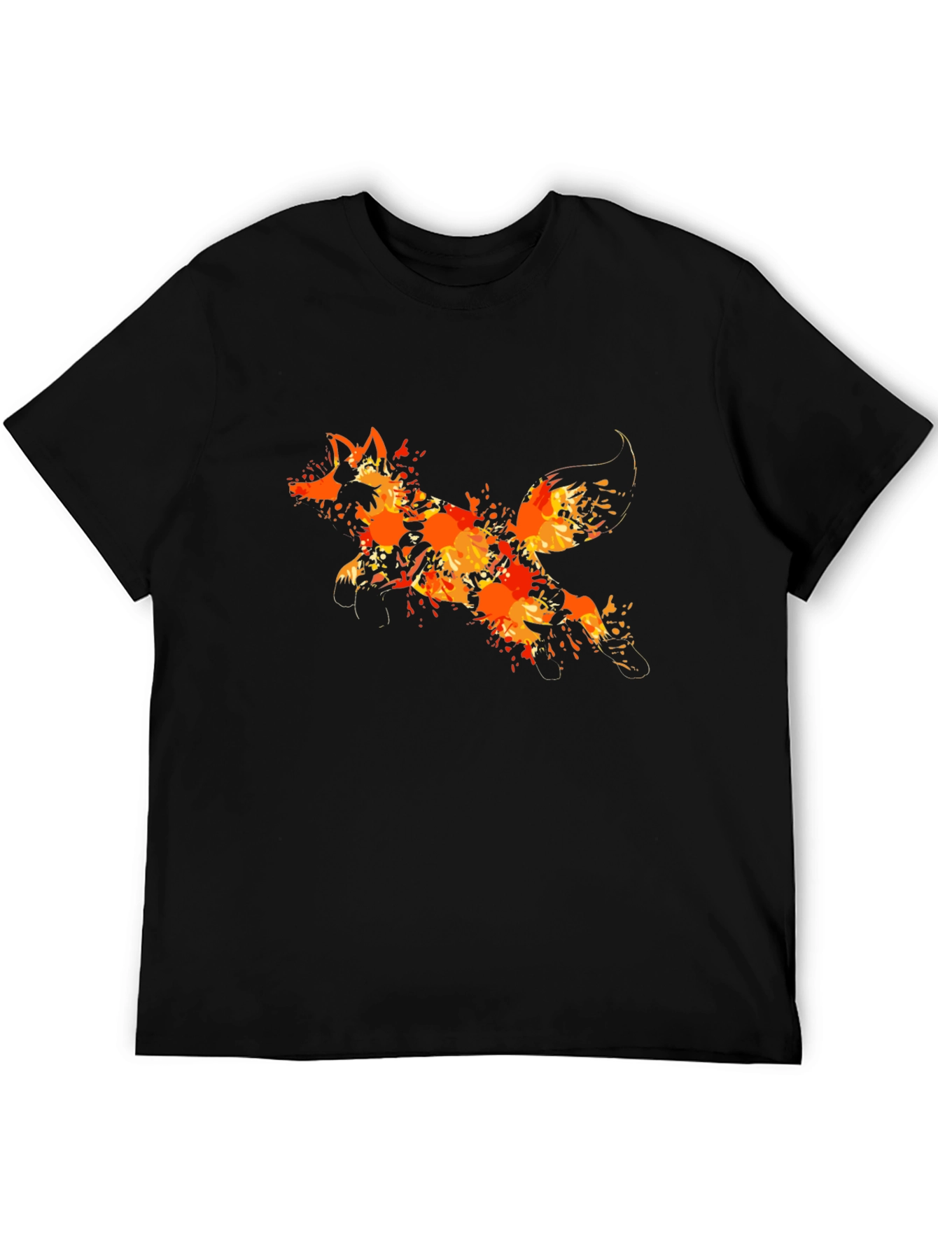 Fiery Fox Graphic Tee - Black Cotton Blend