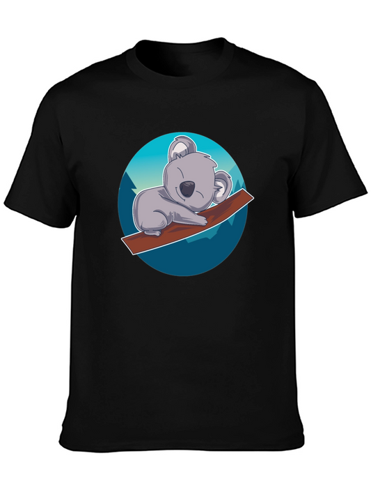 Cute Koala on Branch T-Shirt - Black