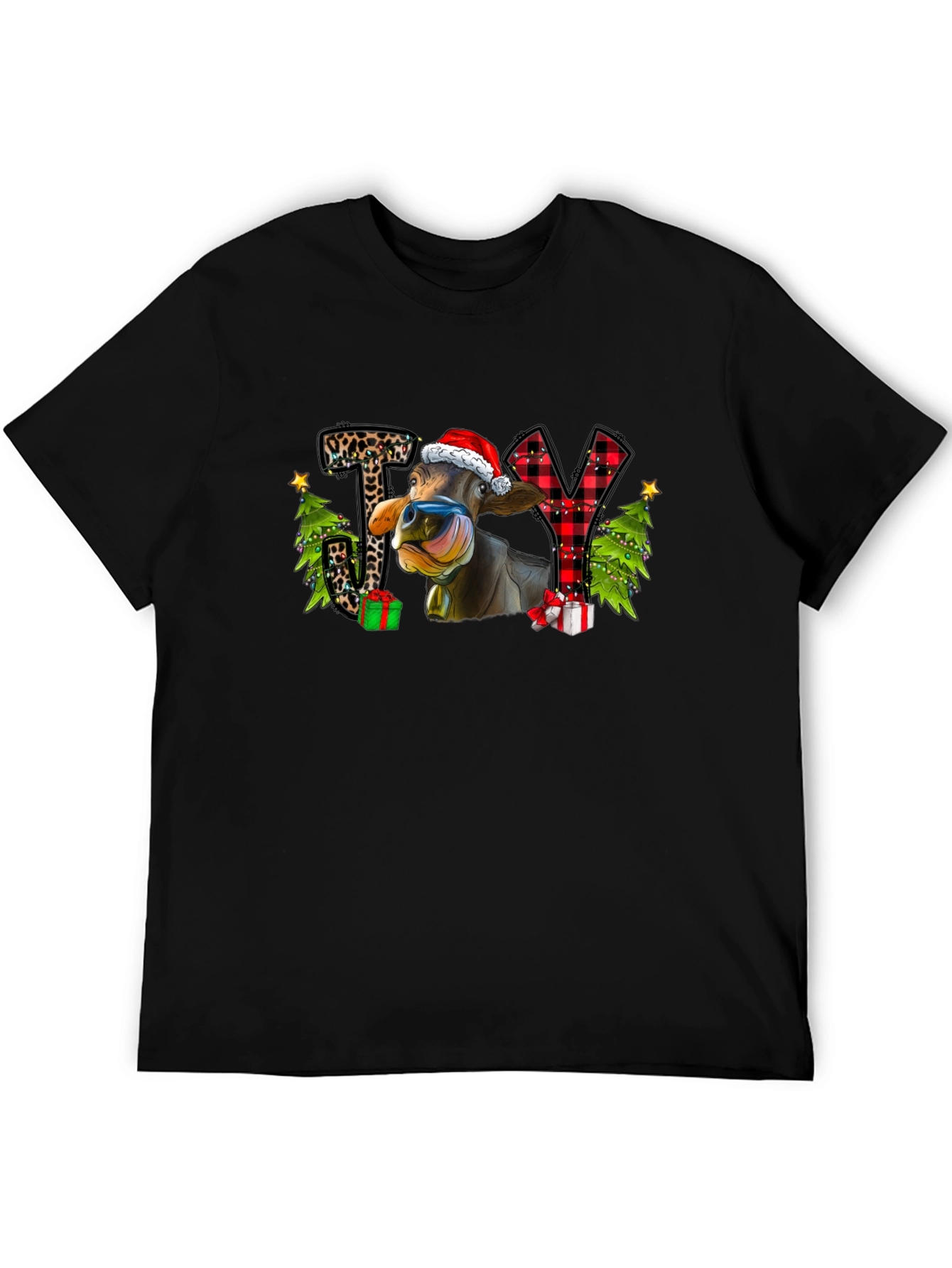 Joy Cow Christmas Graphic T-Shirt