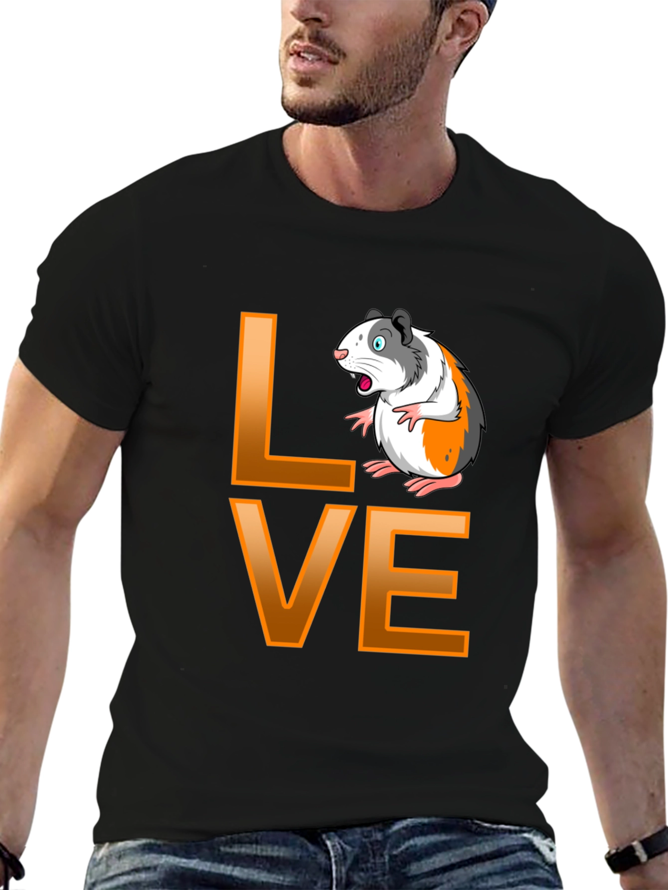 Guinea Pig Love Graphic T-Shirt - Black
