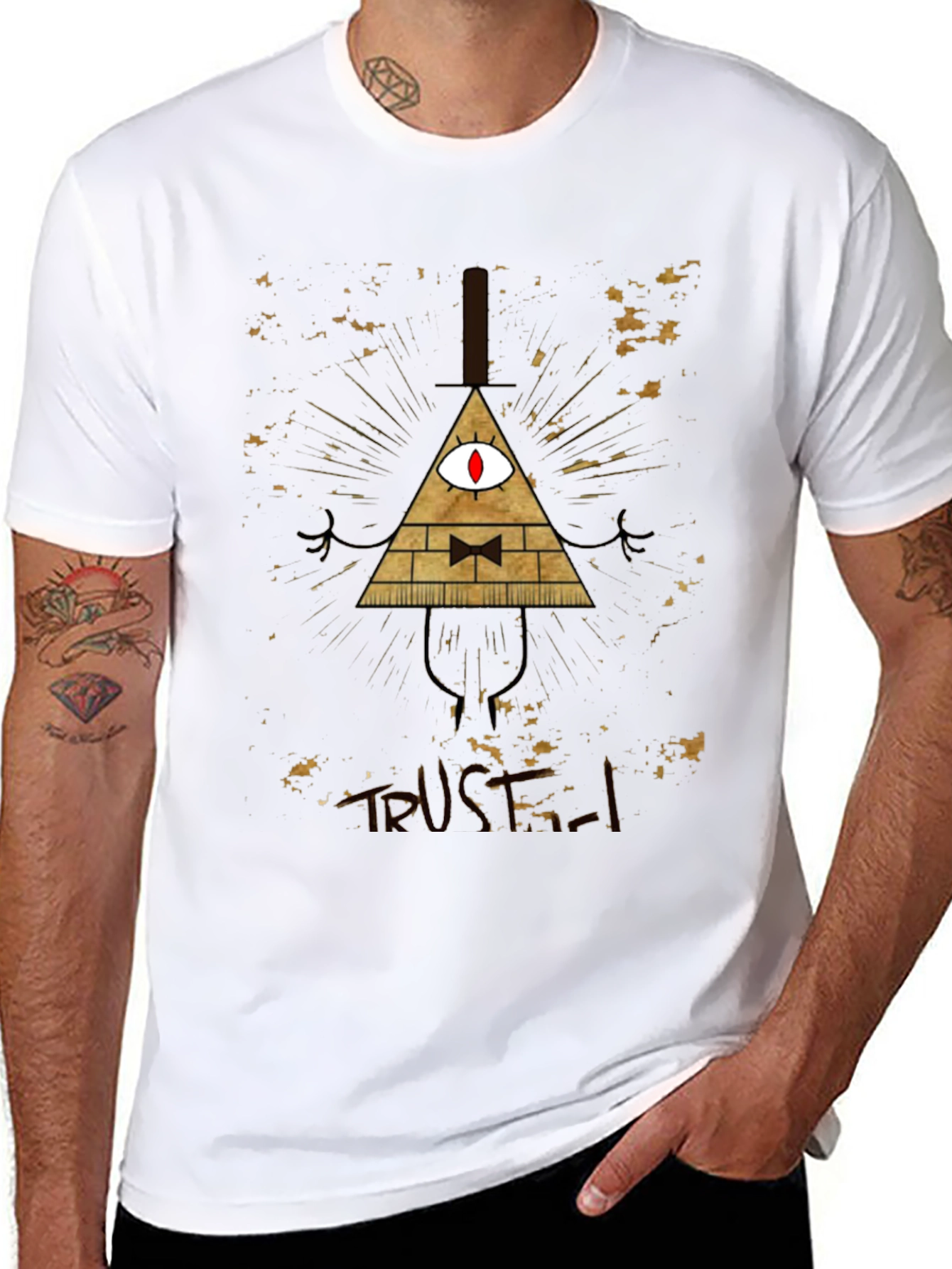 Mens Black Graphic Tee - Bill Cipher Design