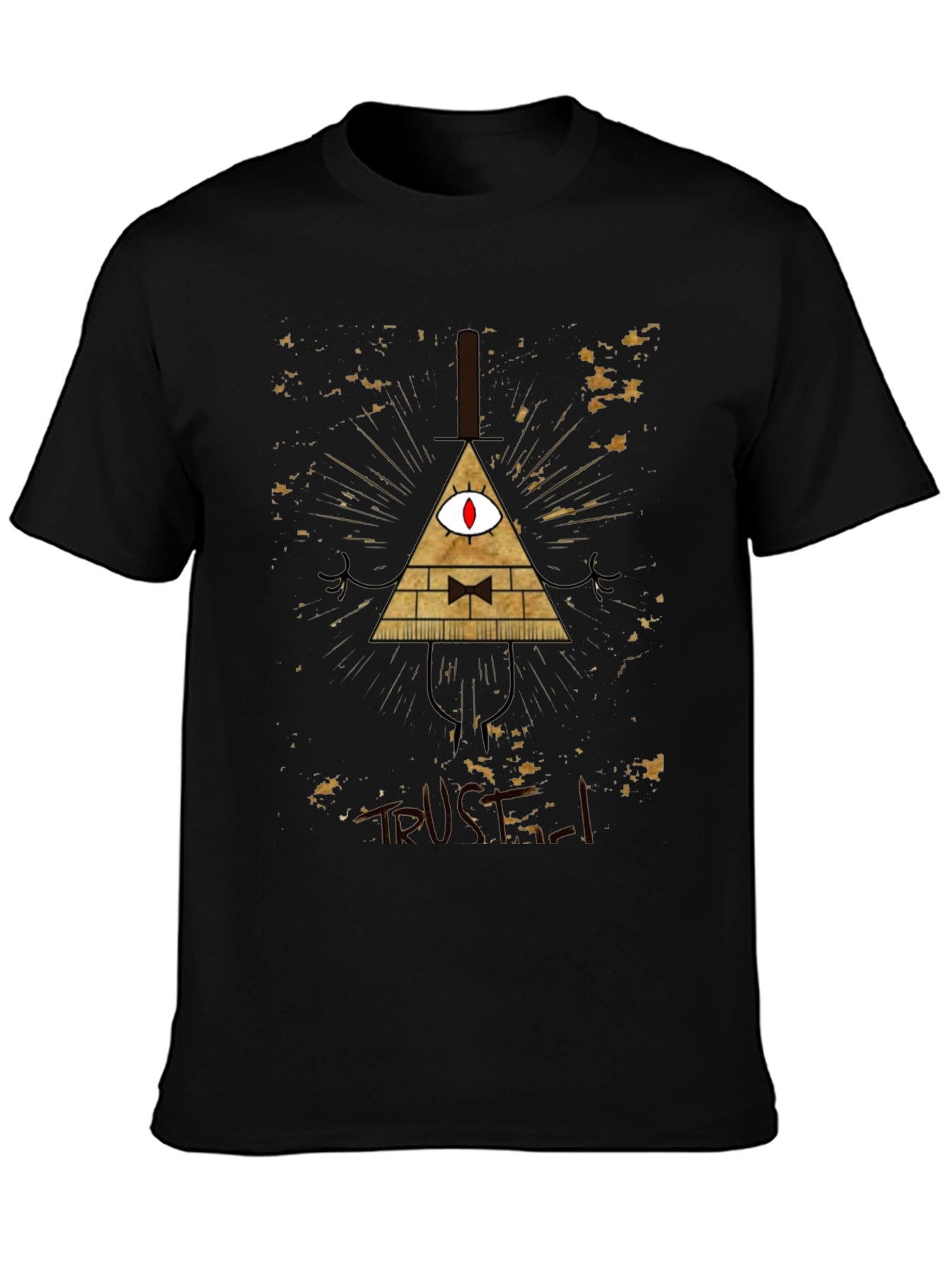 Mens Black Graphic Tee - Bill Cipher Design