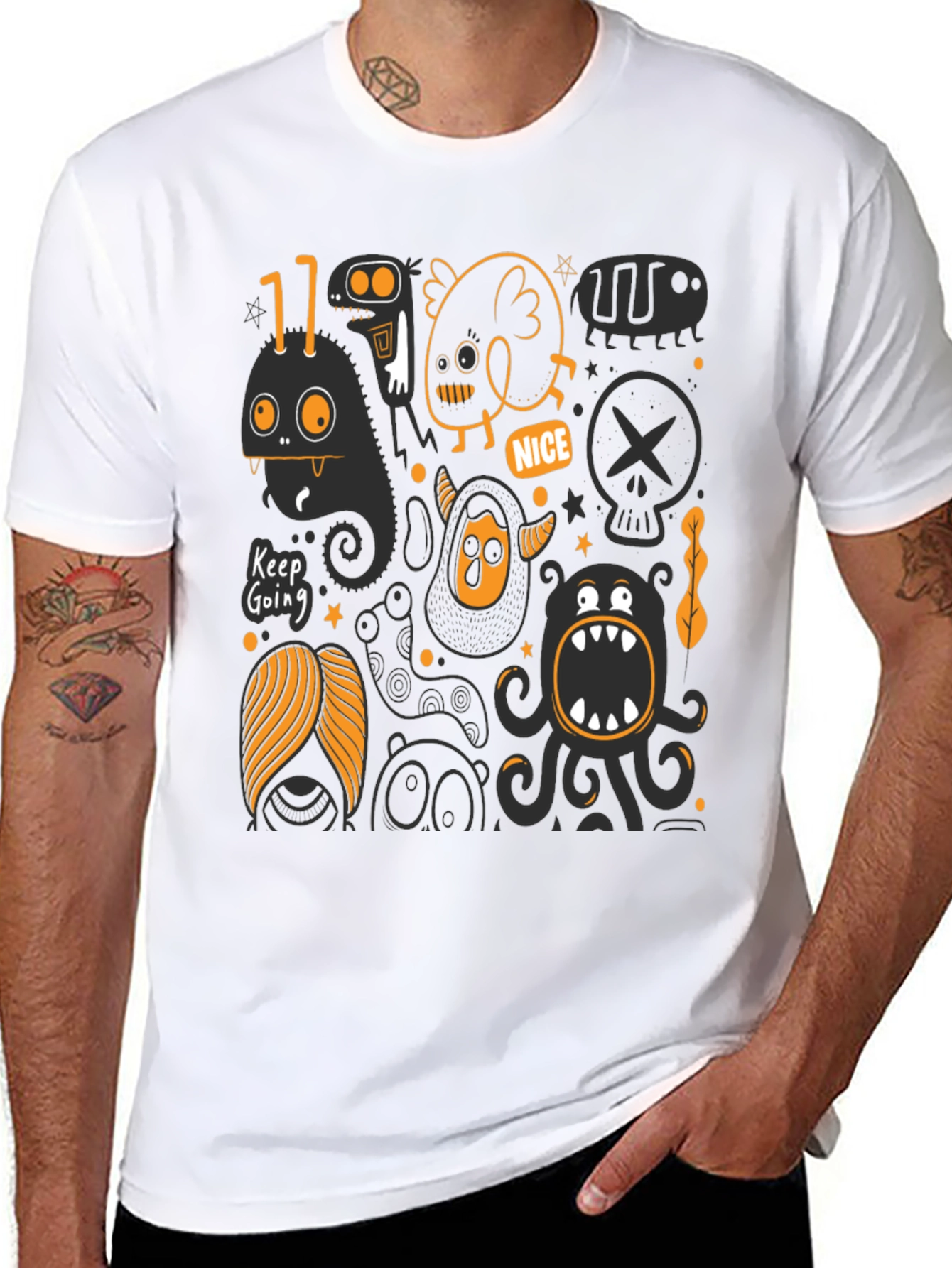 Monster Graphic Print Black T-Shirt